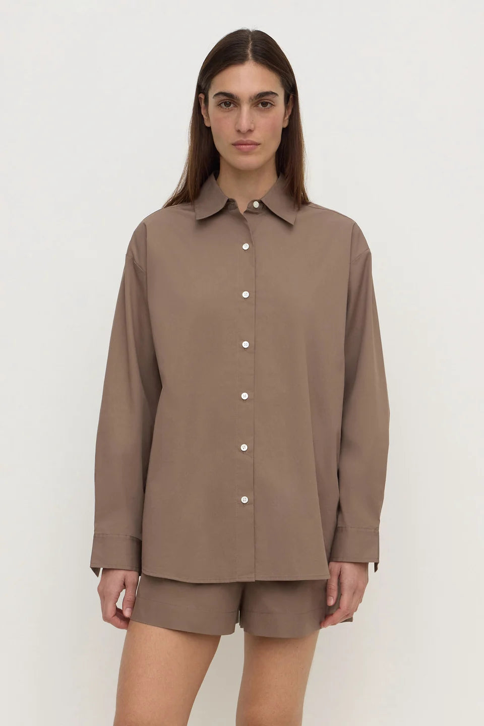 Assembly Label Micha Poplin LS Shirt - Dark Sand