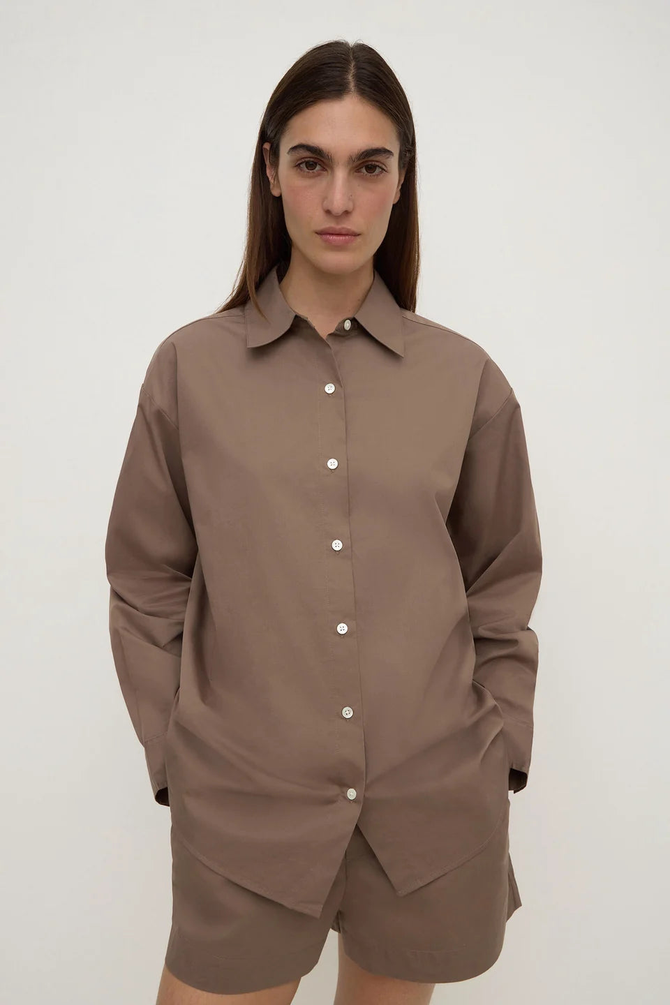 Assembly Label Micha Poplin LS Shirt - Dark Sand