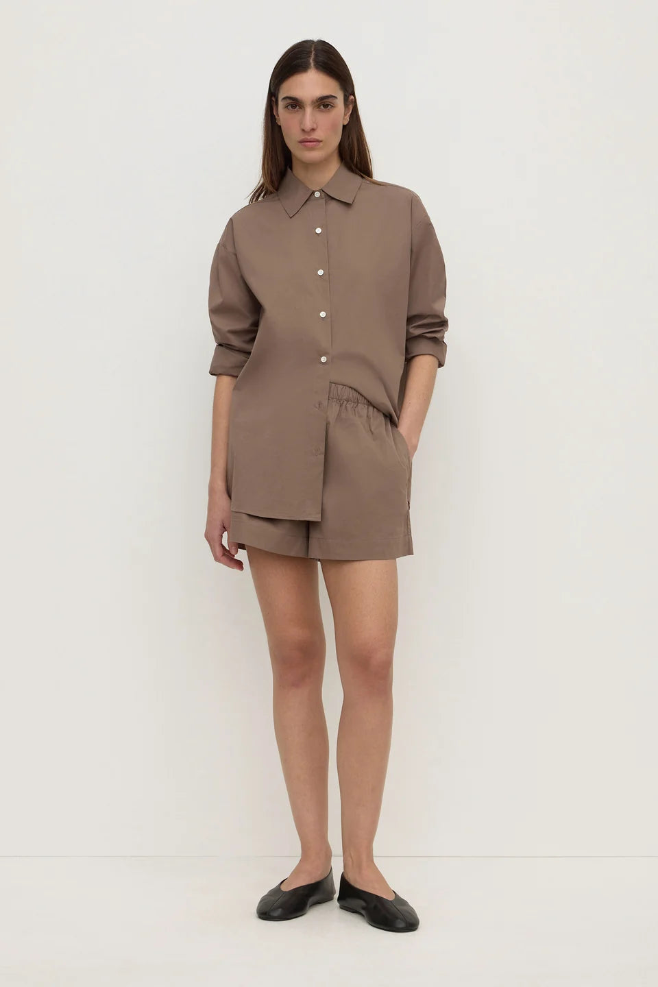 Assembly Label Micha Poplin LS Shirt - Dark Sand