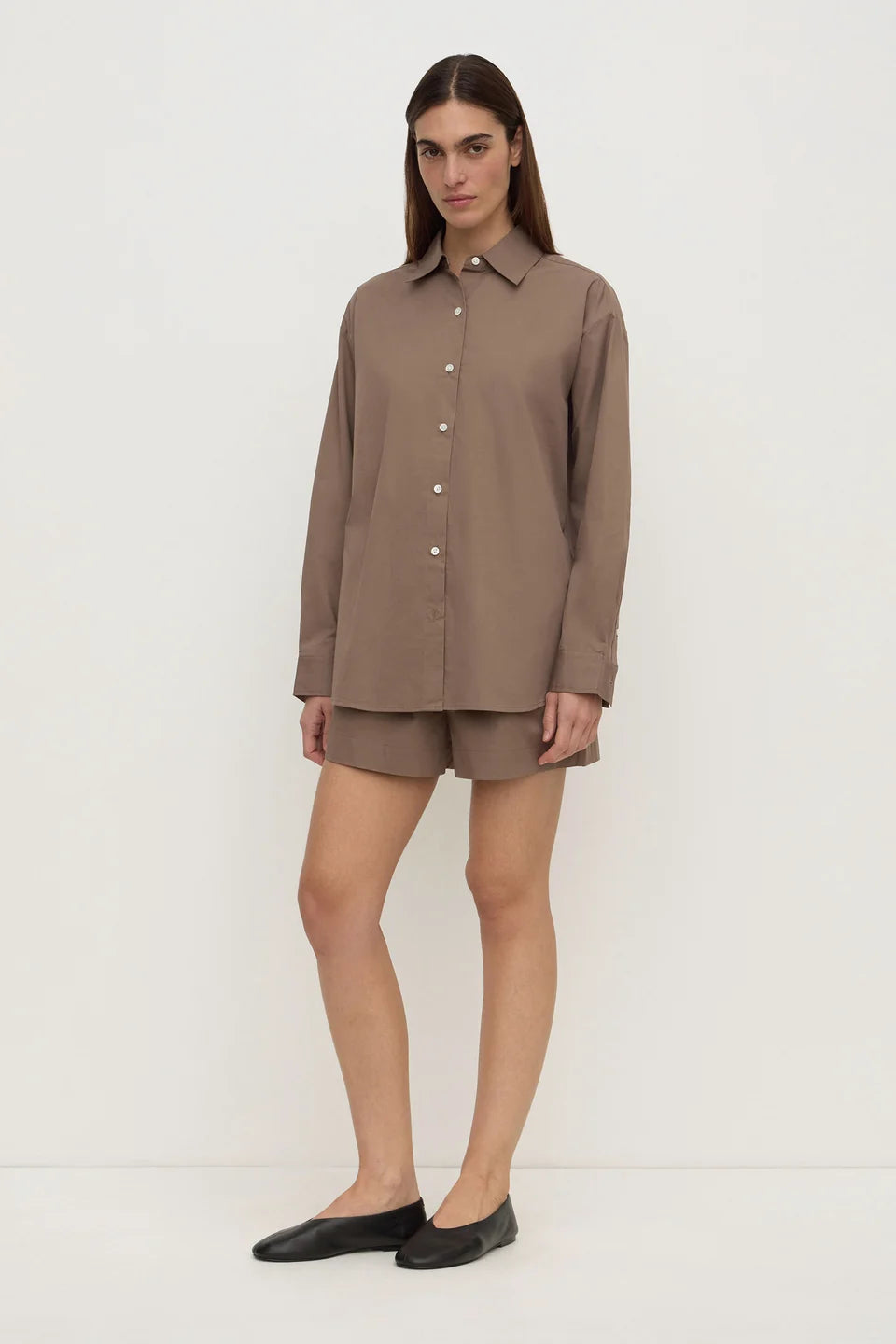 Assembly Label Micha Poplin LS Shirt - Dark Sand