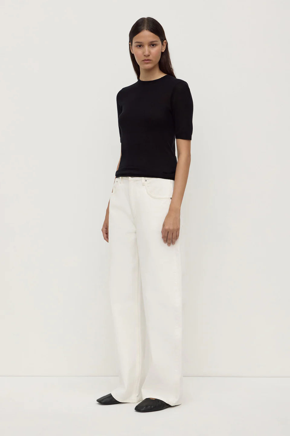 Assembly Label Mina Silk Knit Tee - Black