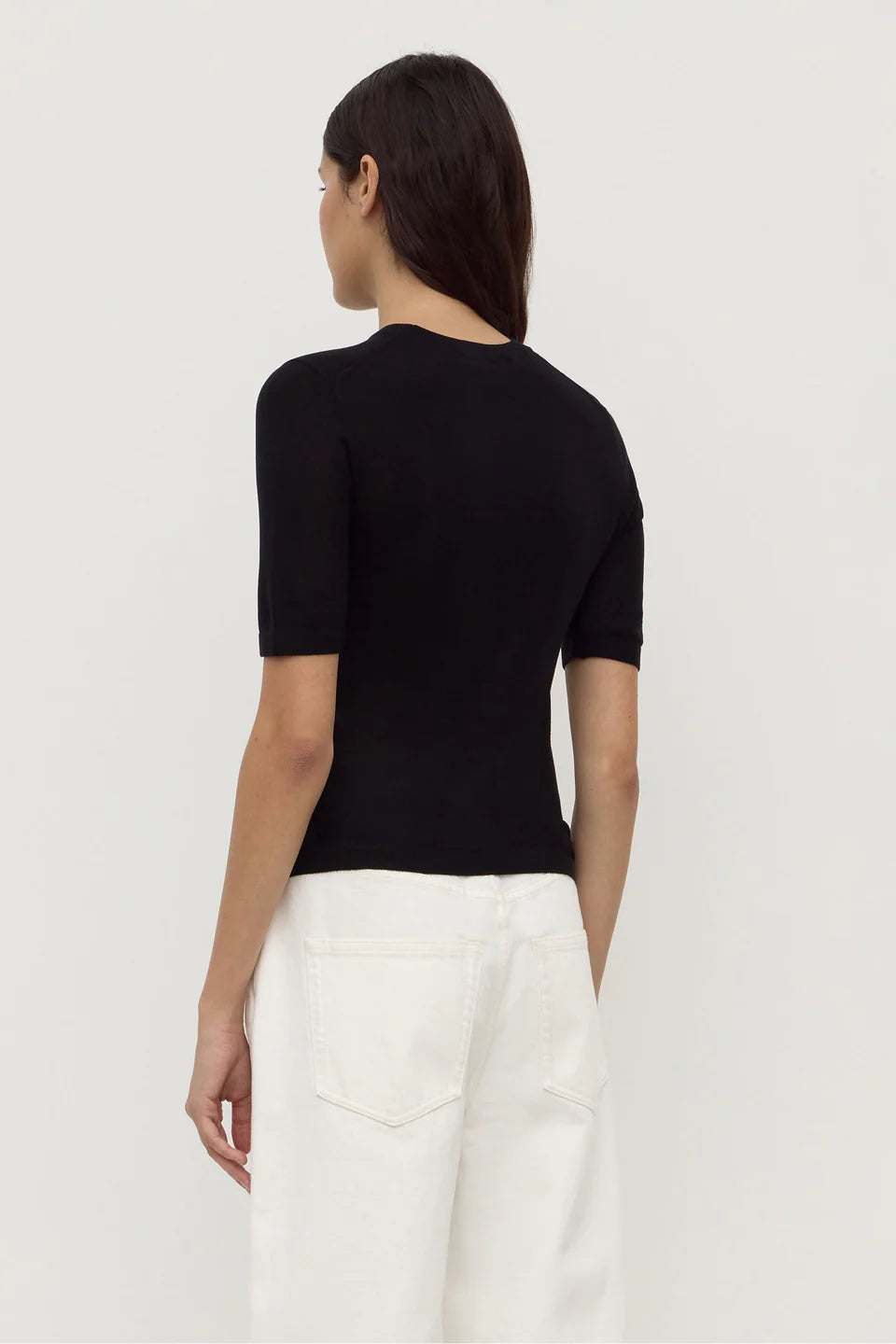 Assembly Label Mina Silk Knit Tee - Black