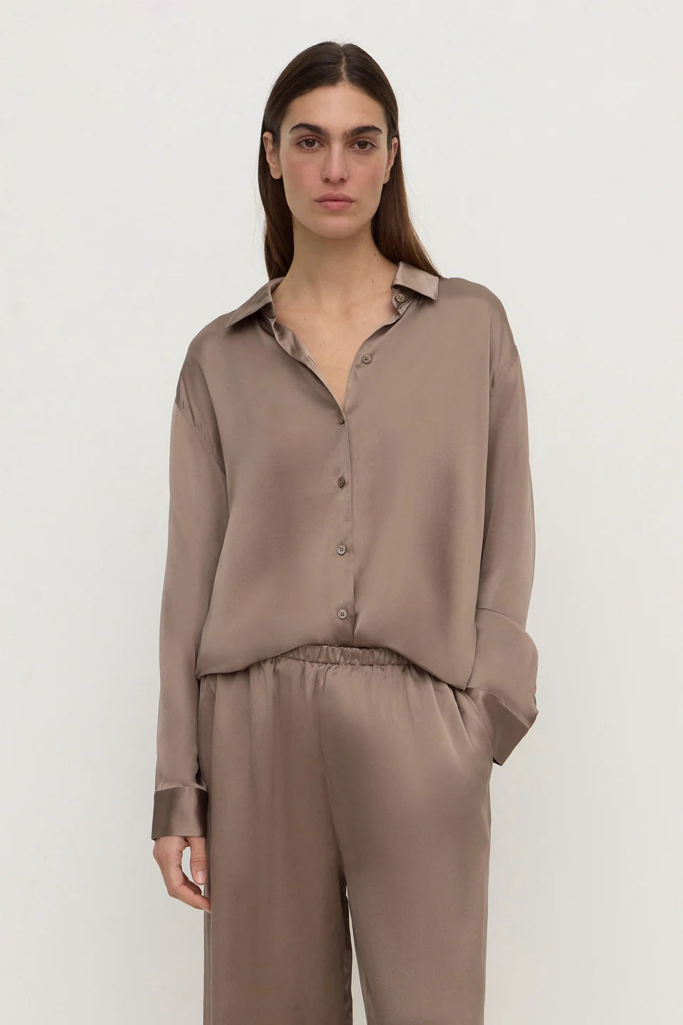 Assembly Label Pippa Silk LS Shirt - Dark Sand