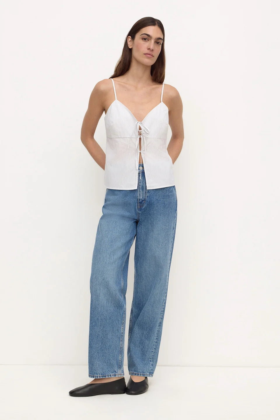 Assembly Label Ruth Cotton Tie Top - Blue Stripe