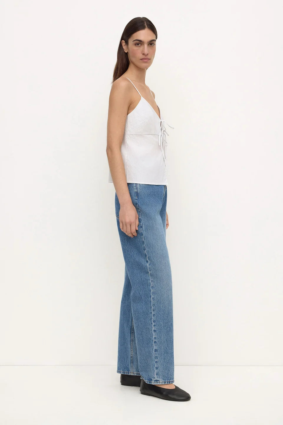 Assembly Label Ruth Cotton Tie Top - Blue Stripe