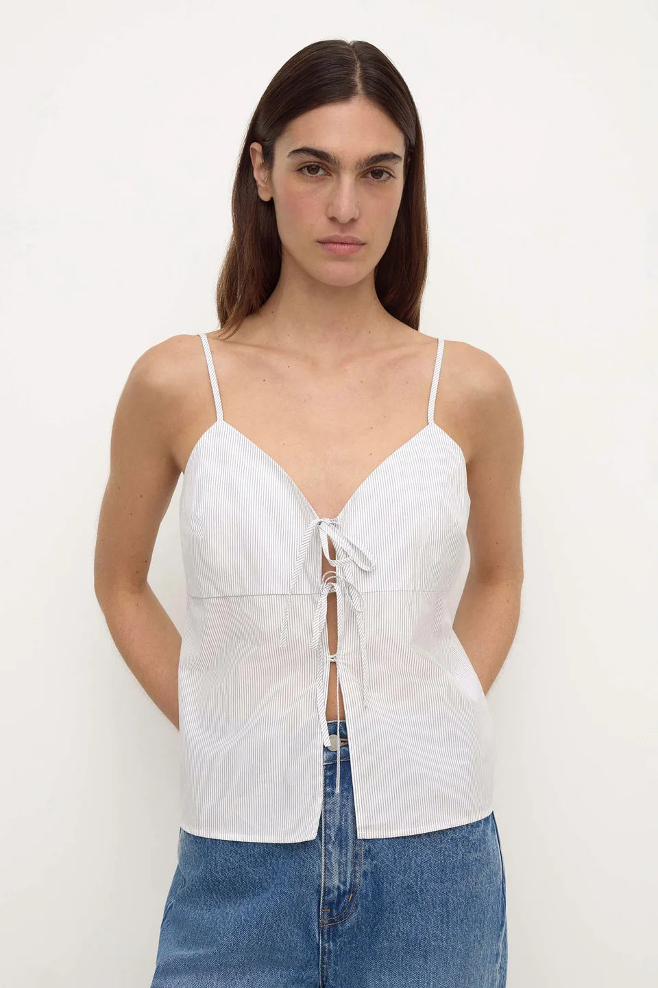 Assembly Label Ruth Cotton Tie Top - Blue Stripe