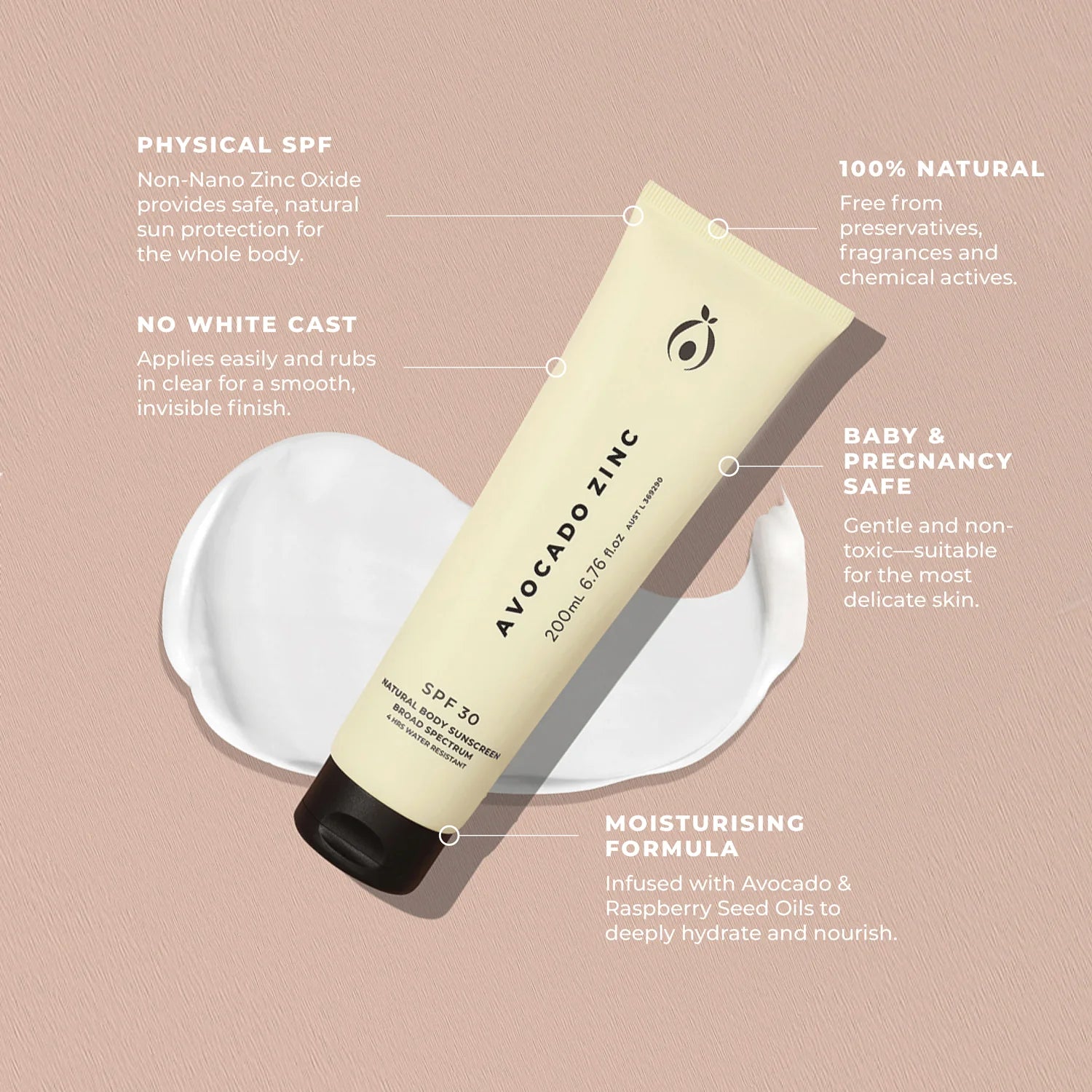 Avocado Zinc SPF 30 Sunscreen - 200ml