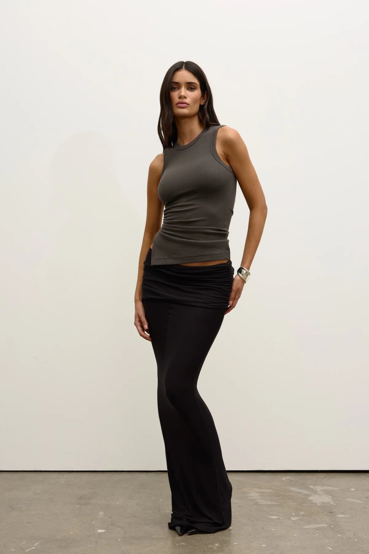 Bayse Lana Rouched Tank - Smoke
