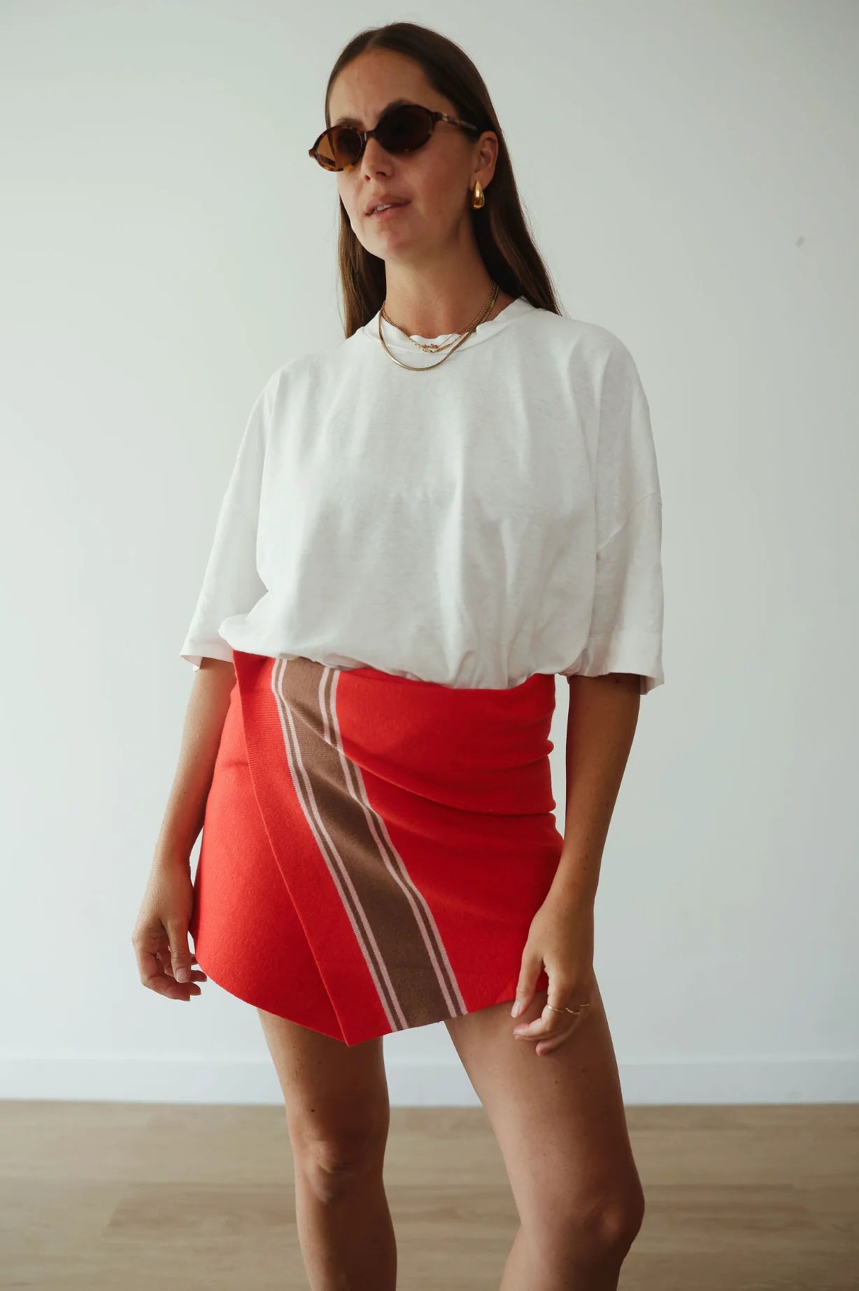 By Billie Stripe Knit Skirt - Red