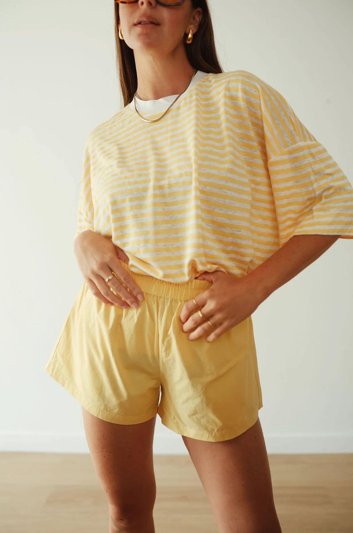 By Billie The Athletic Hemp Cotton Tee - Yellow Stripe