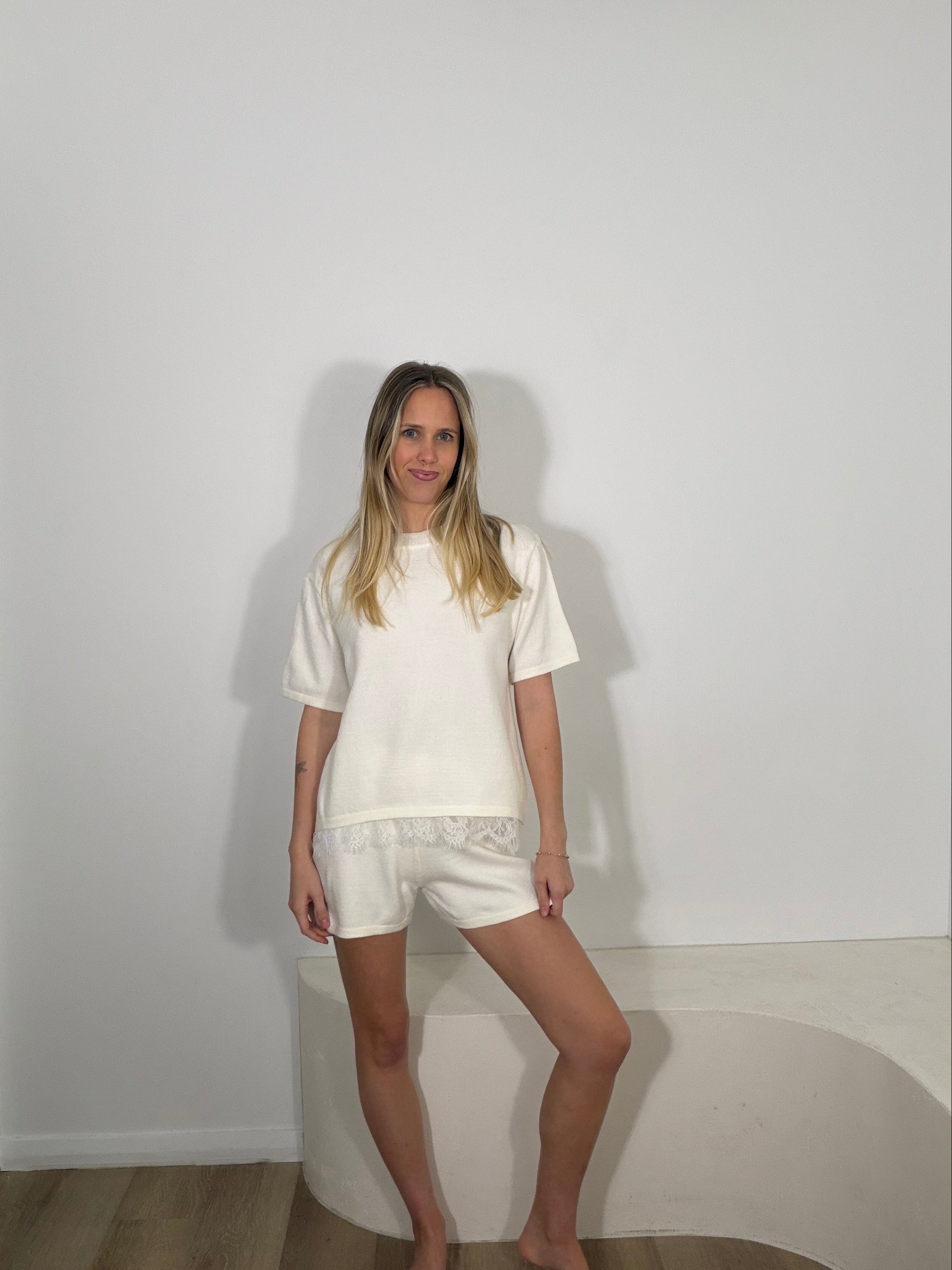 By Frankie Lace Knit Set - White