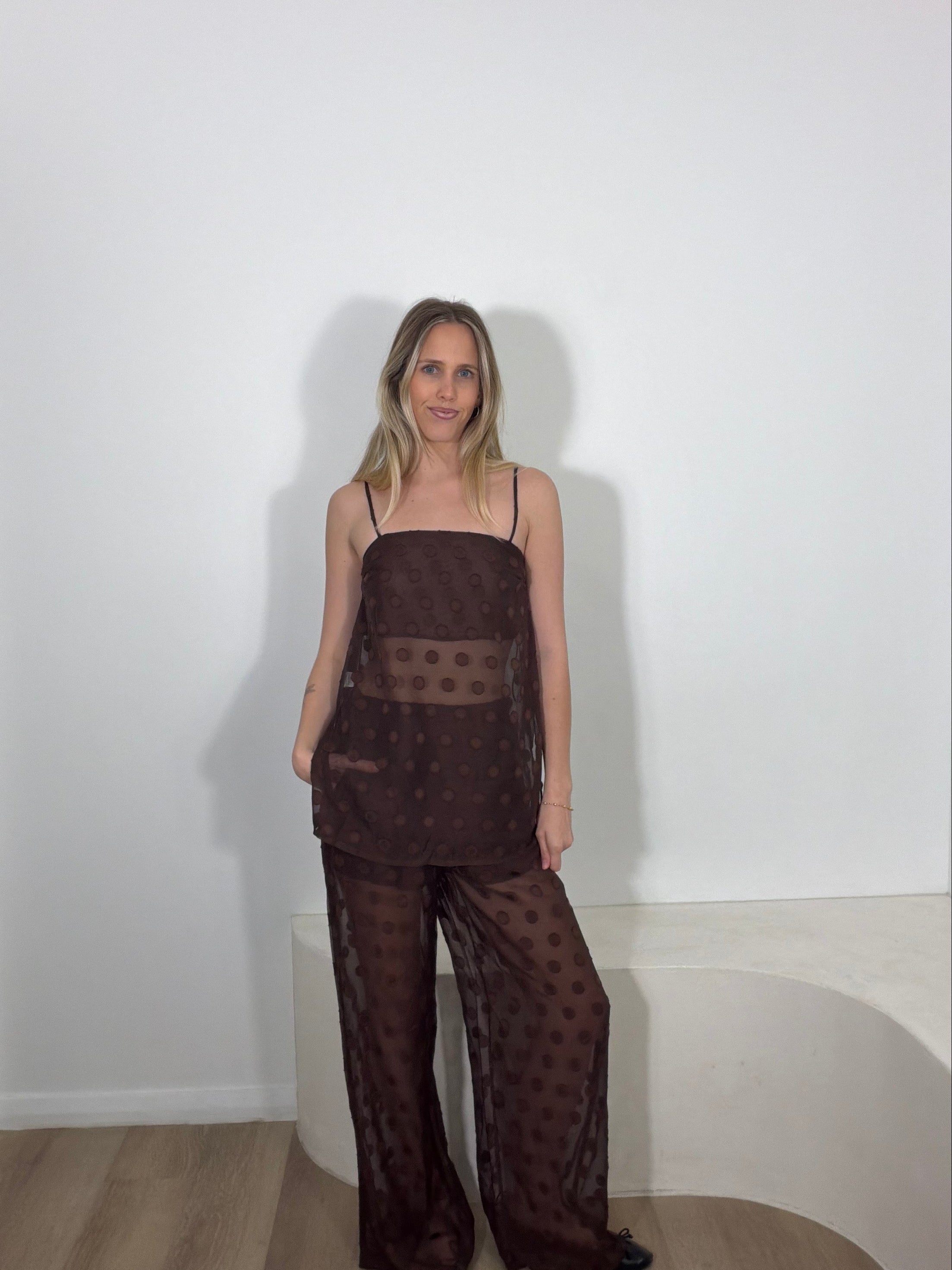 By Frankie Spotted Pant Set - Chocolate