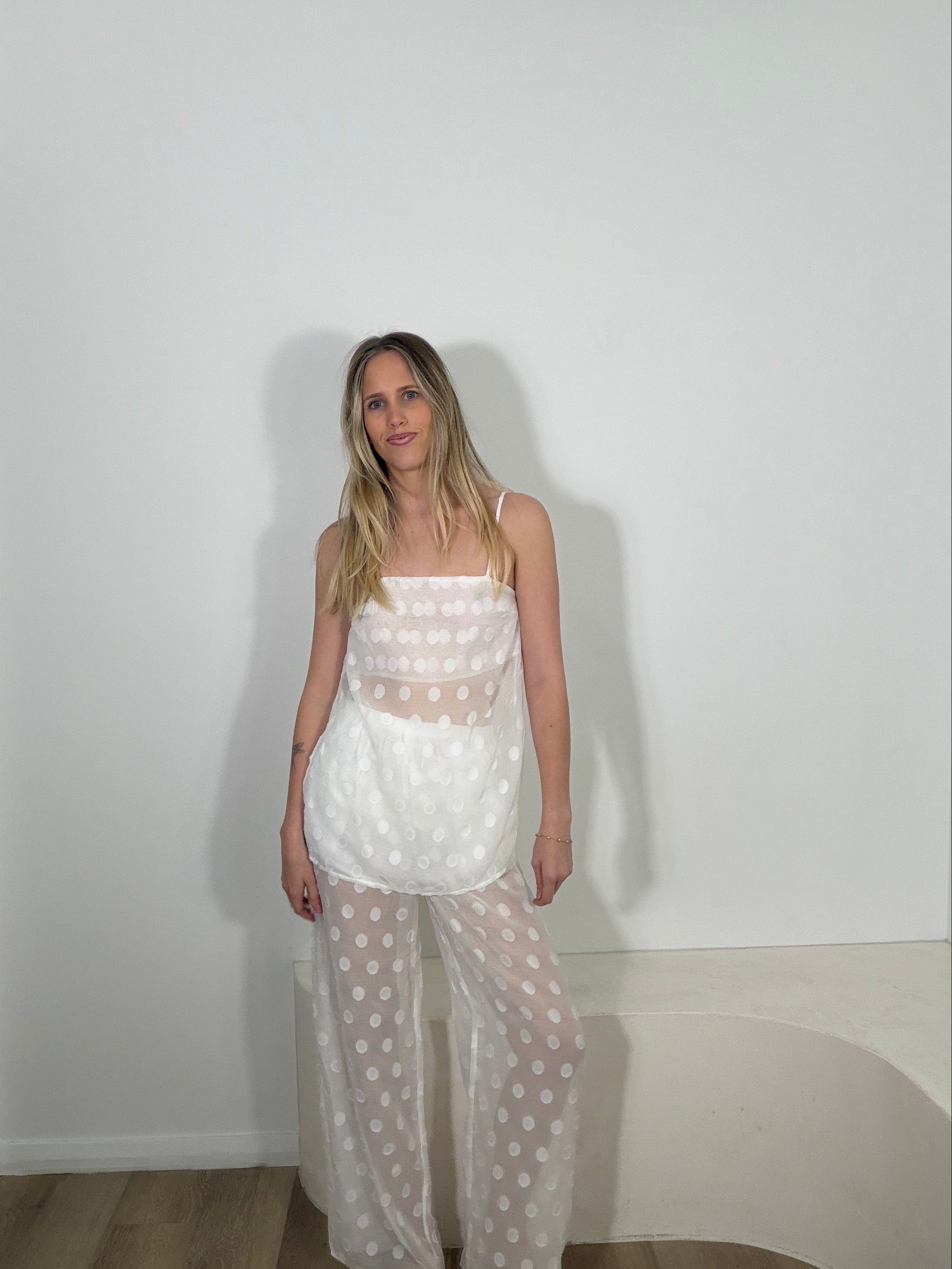 By Frankie Spotted Pant Set - White