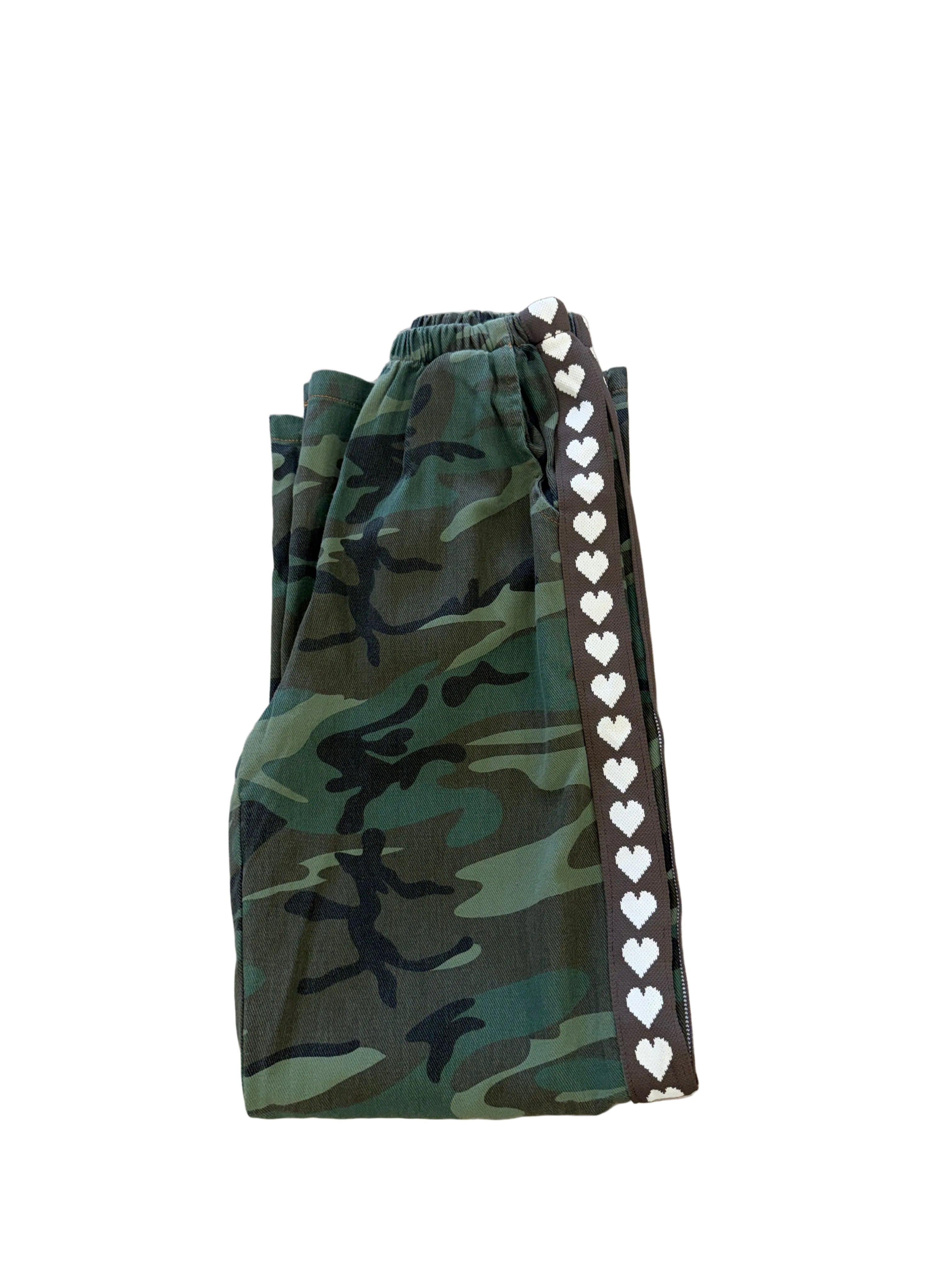 By Frankie Camo Racer Pants - Brown Heart Stripe