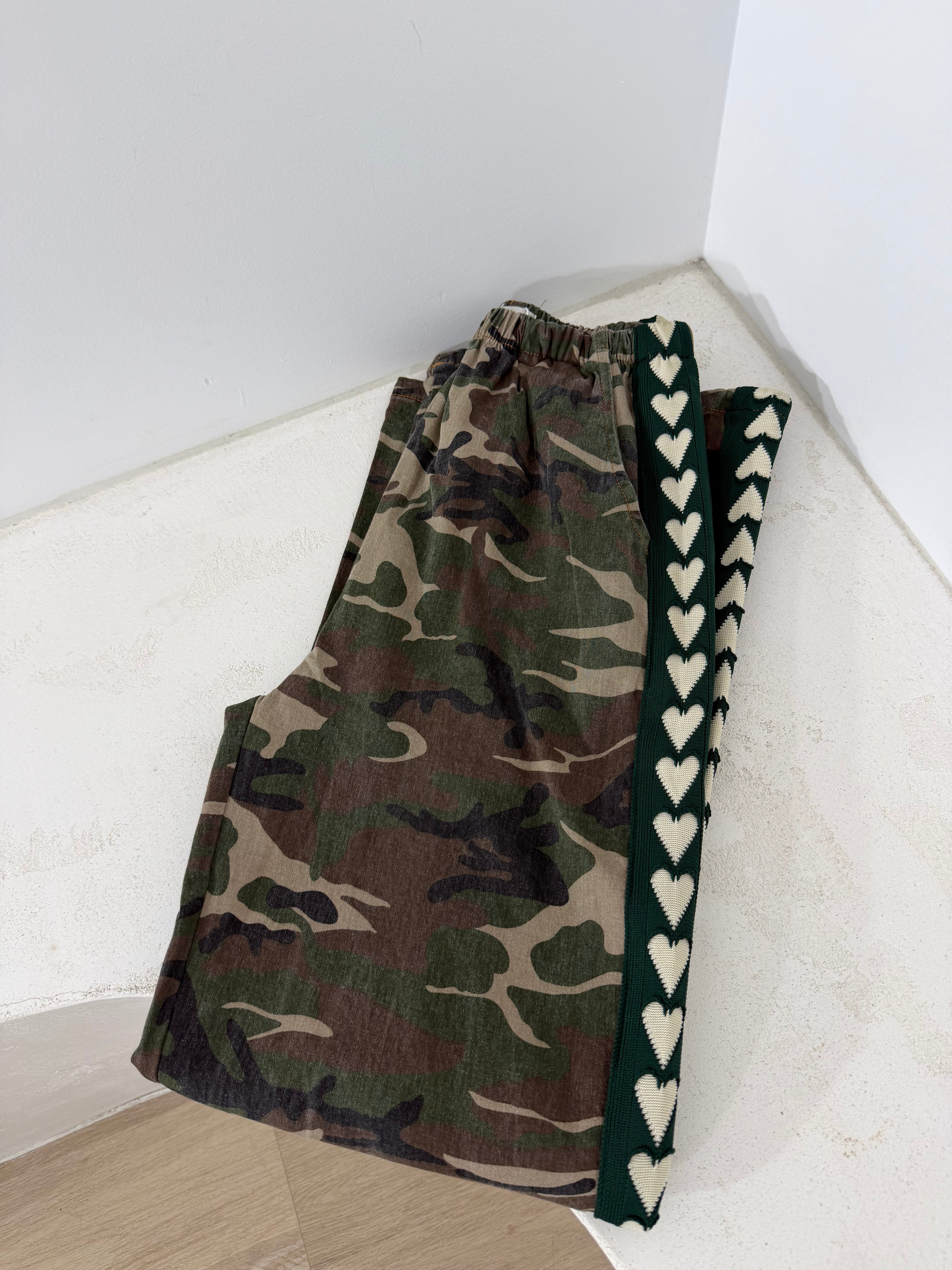 By Frankie Camo Racer Pants - Heart Panel 
