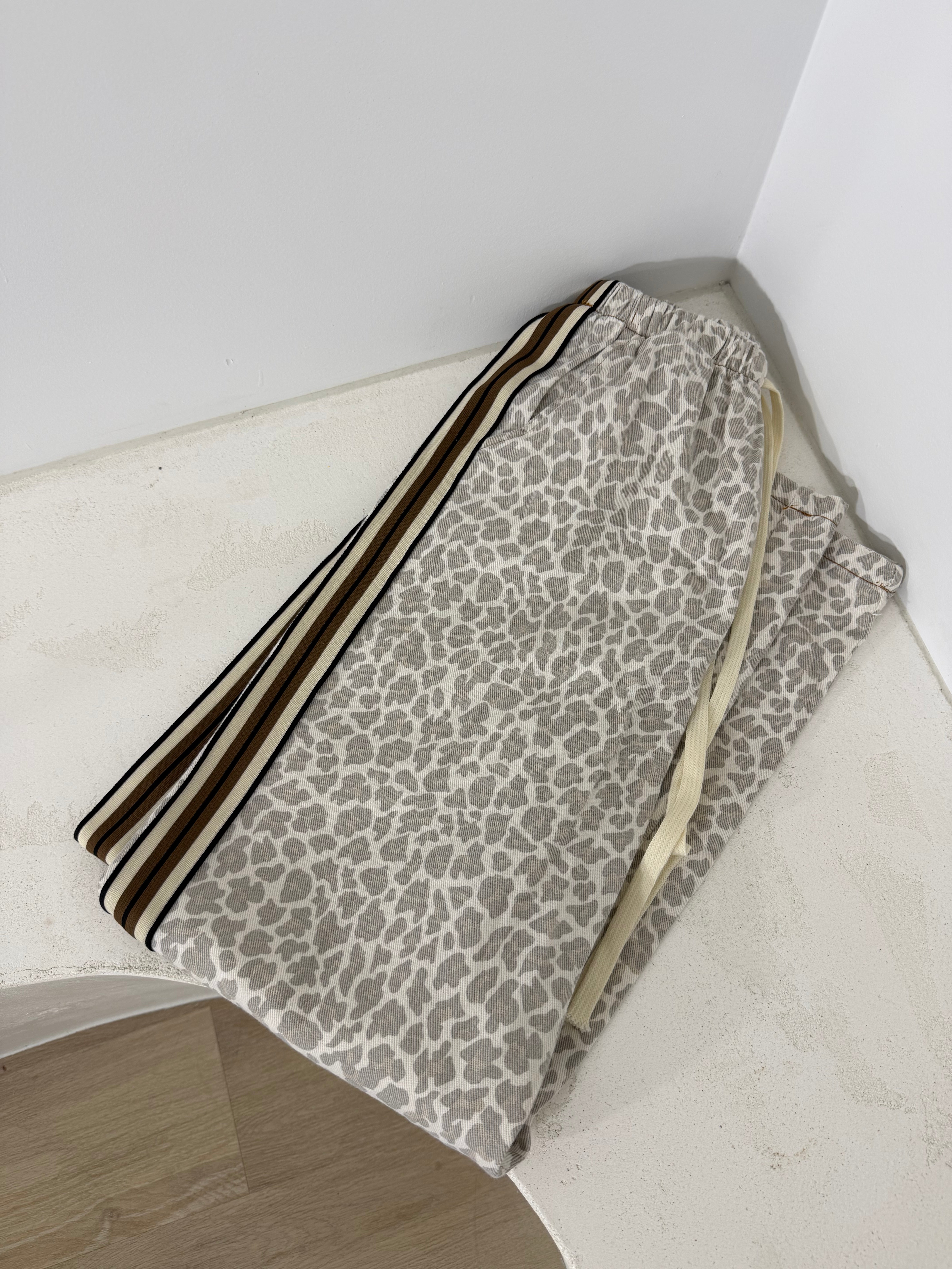 By Frankie Cream Leopard Racer Pants