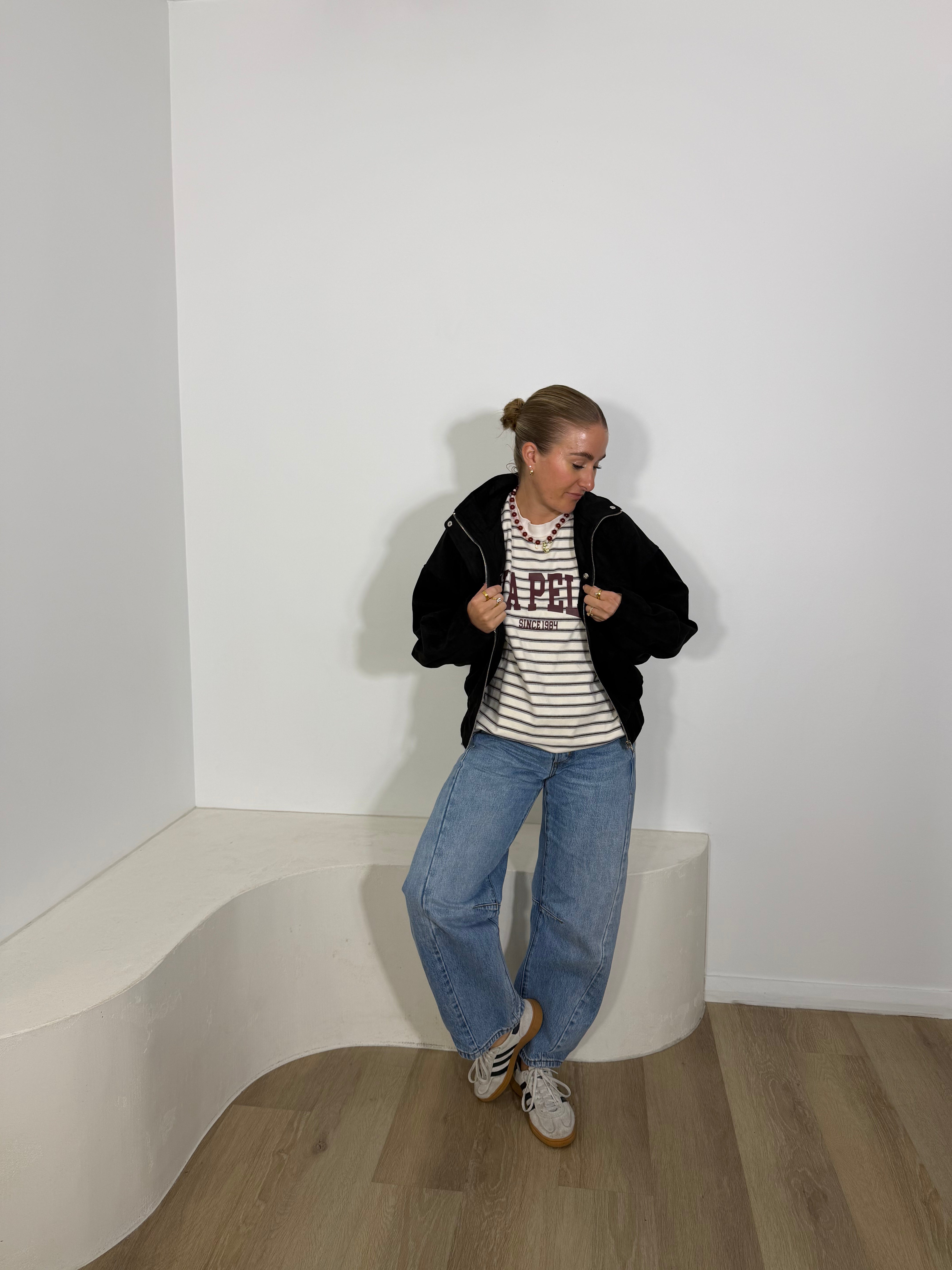 By Frankie Faux Suede Bomber Jacket - Black