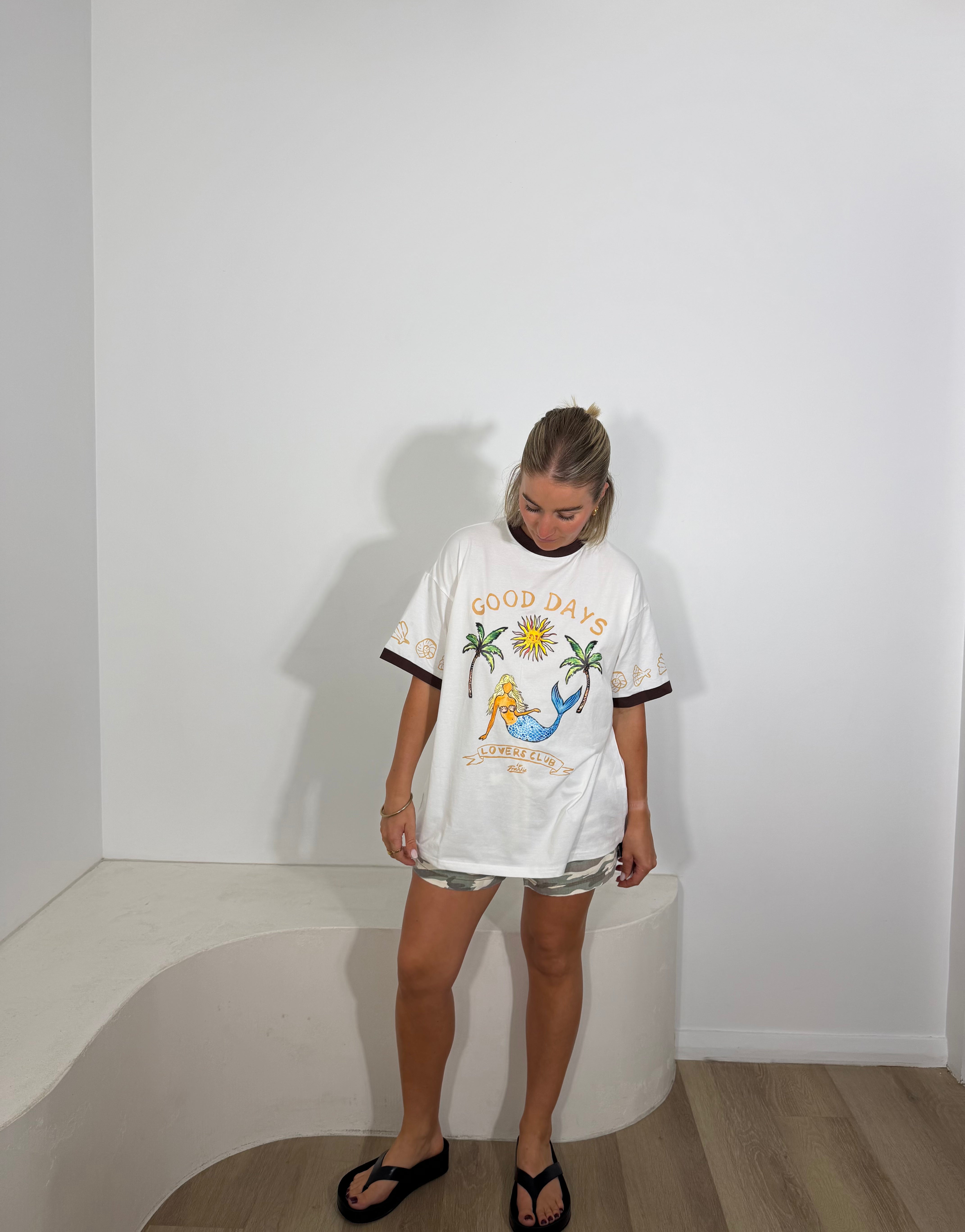By Frankie Good Days Tee - White & Choc
