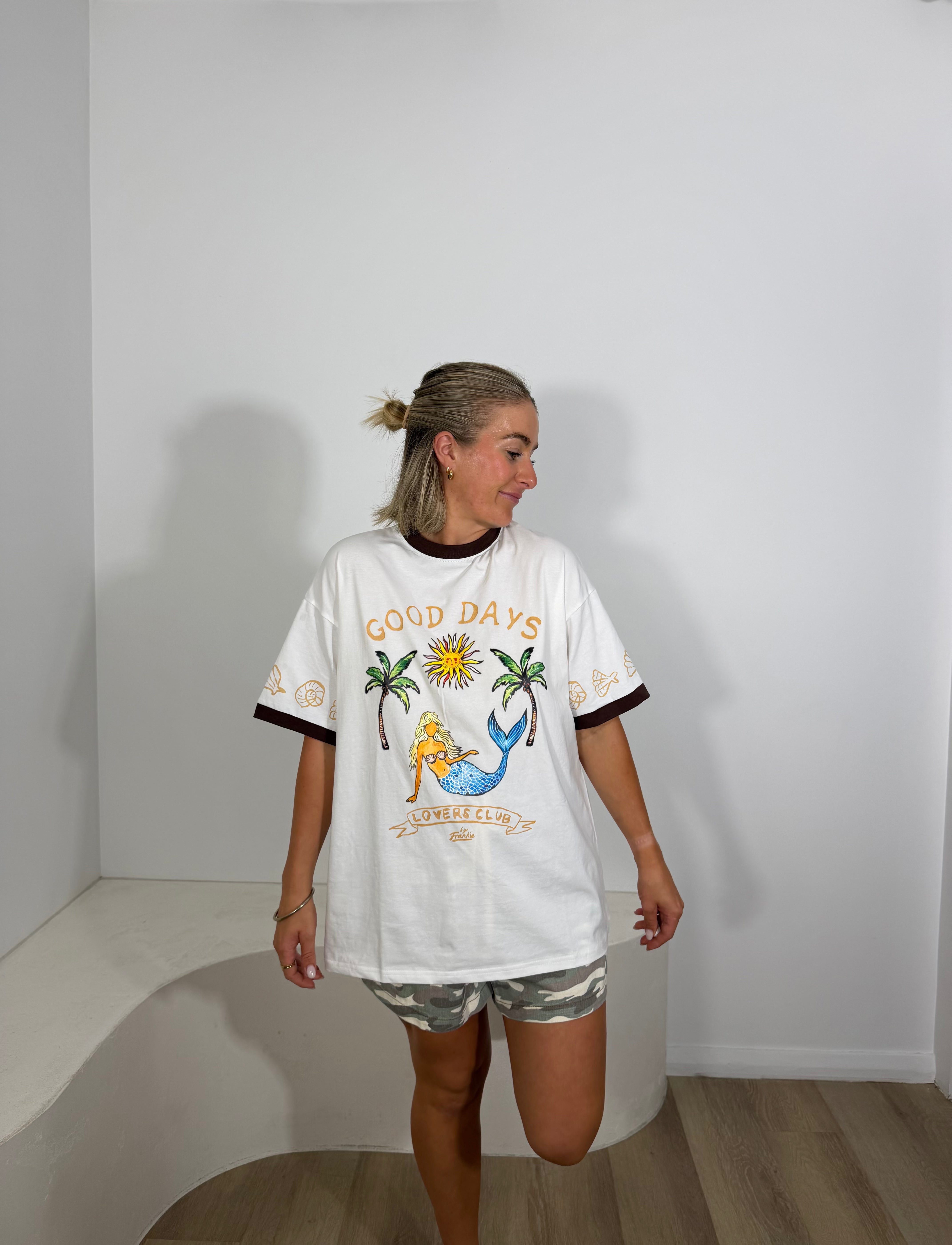 By Frankie Good Days Tee - White & Choc