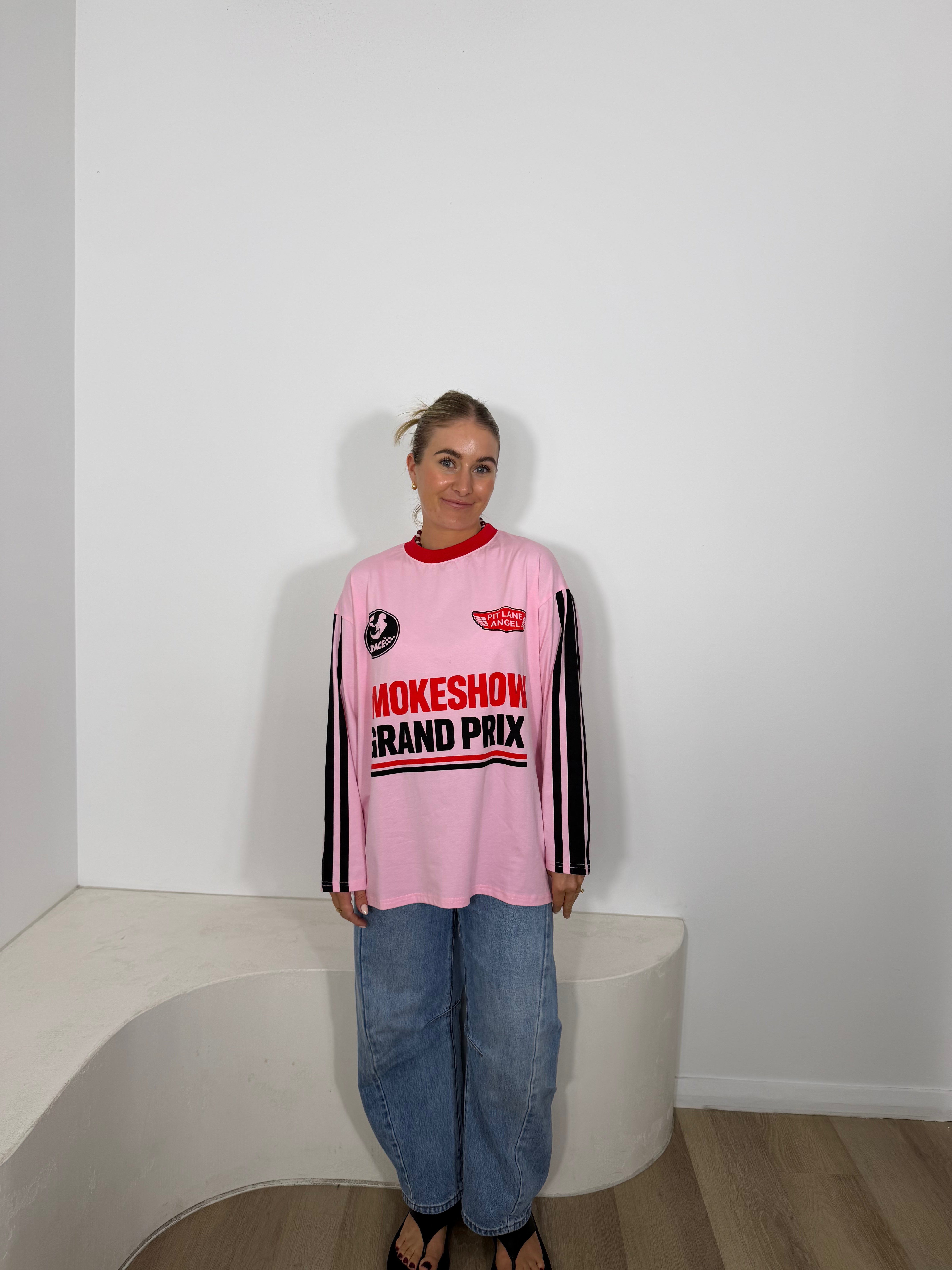 By Frankie Smokeshow Grand Prix Long Sleeve Tee - Pink
