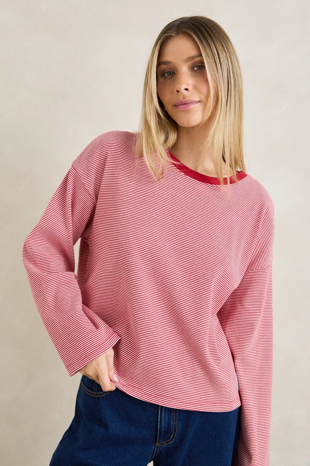 Rhythm Lexi Stripe LS Top - Cherry