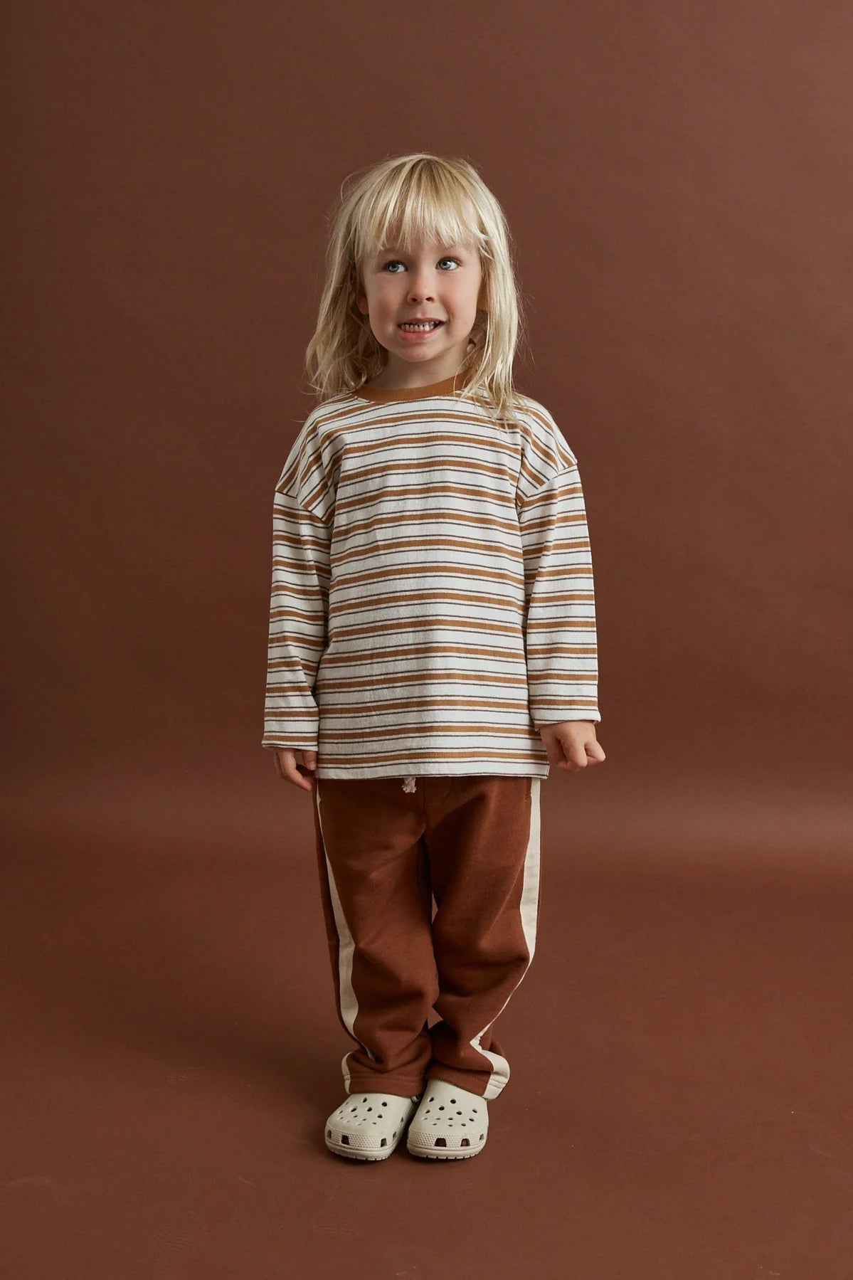 Rhythm Kids Vintage Stripe LS T-Shirt - Golden Brown