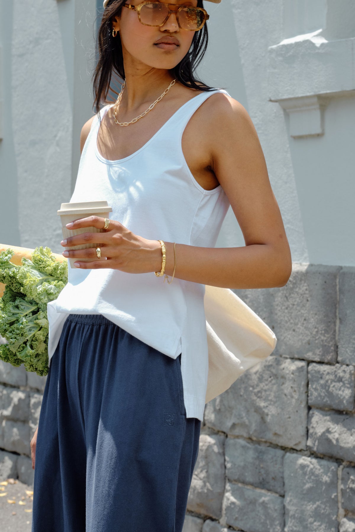 Ceres Life Bloom Slouchy Scoop Tank - White