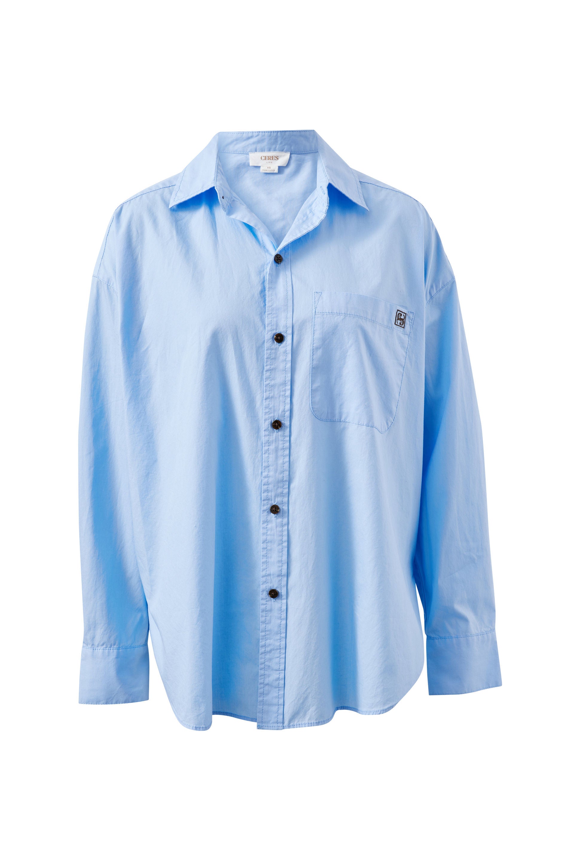 Ceres Life Peta Oversized Shirt - Sky Blue