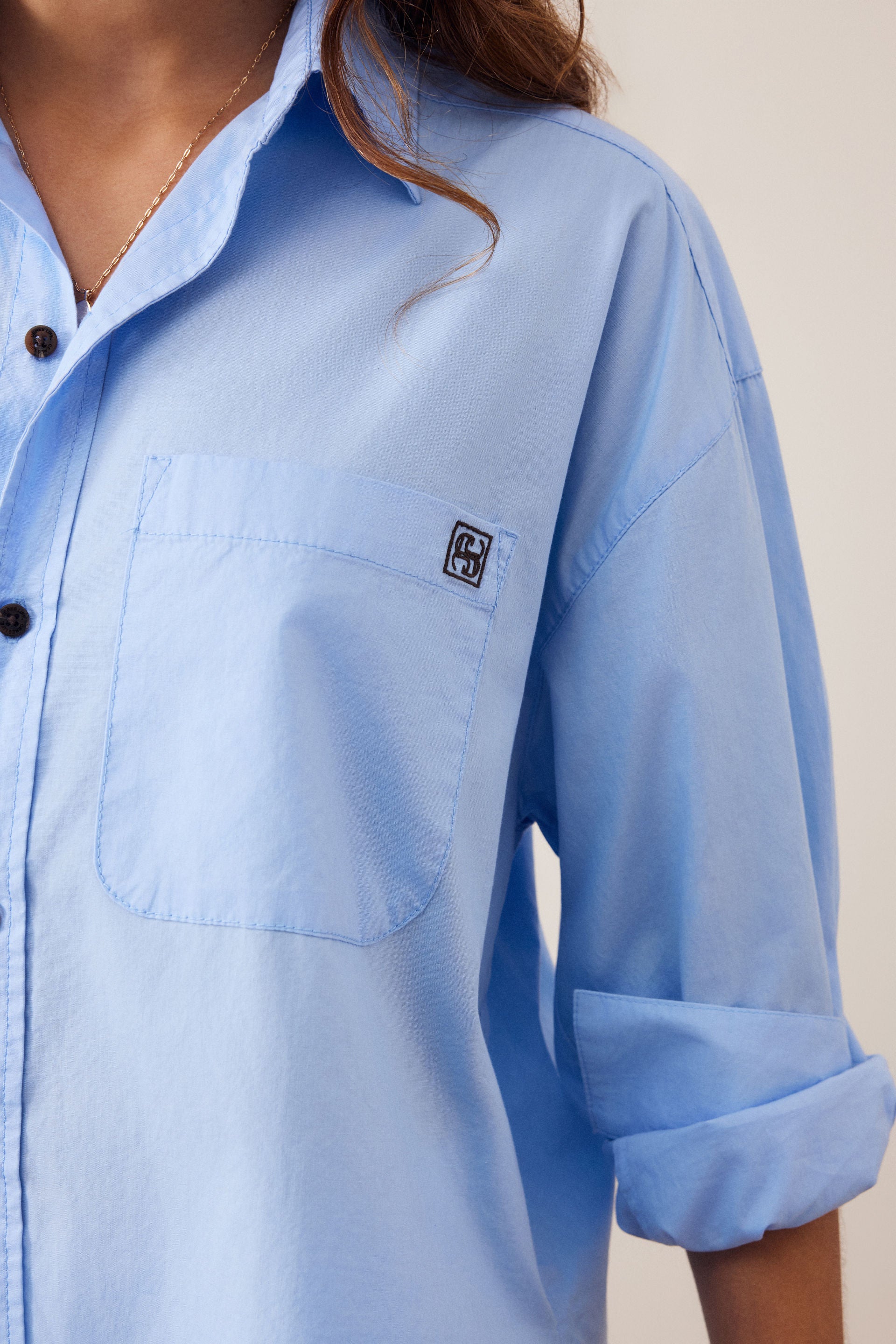 Ceres Life Peta Oversized Shirt - Sky Blue