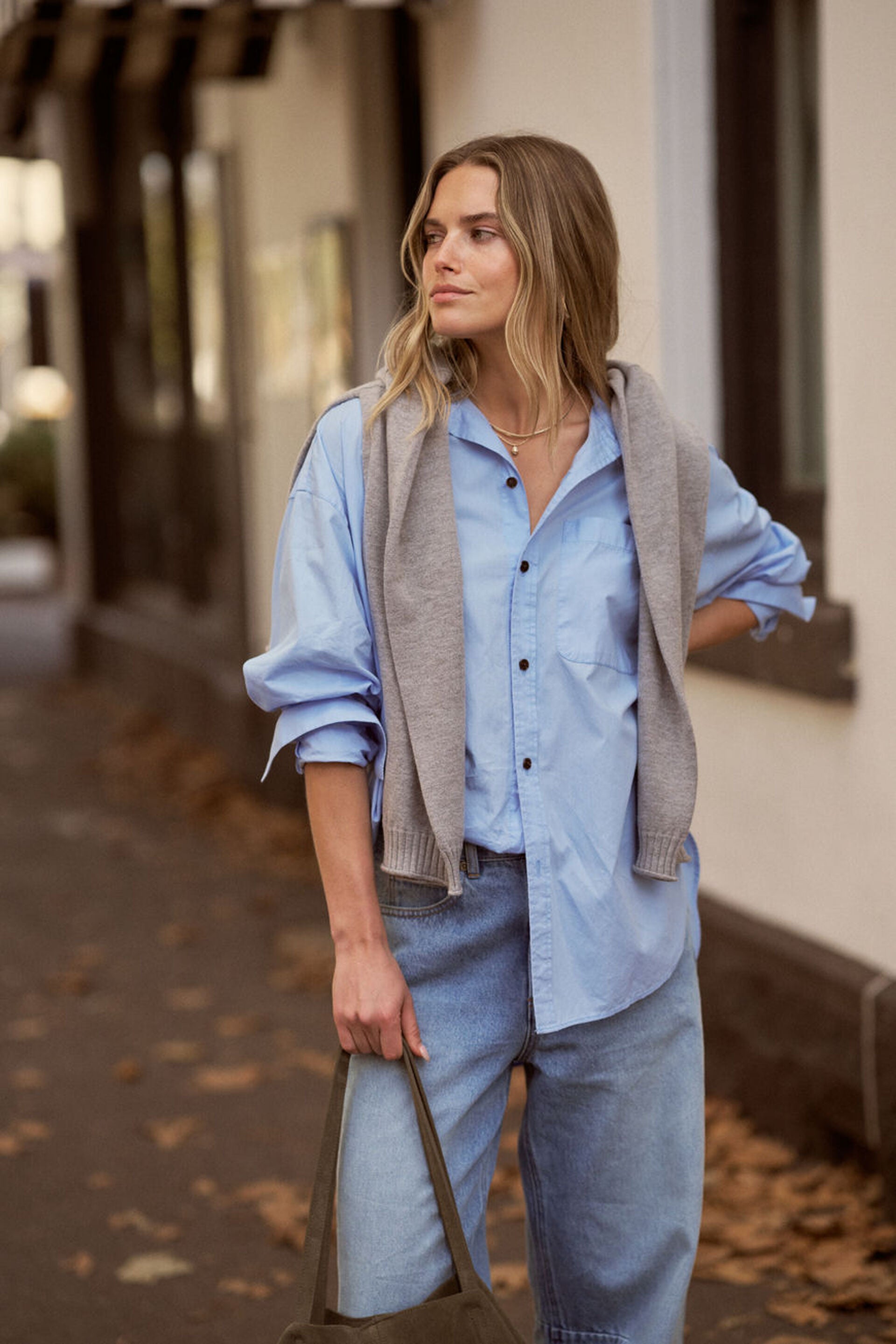 Ceres Life Peta Oversized Shirt - Sky Blue