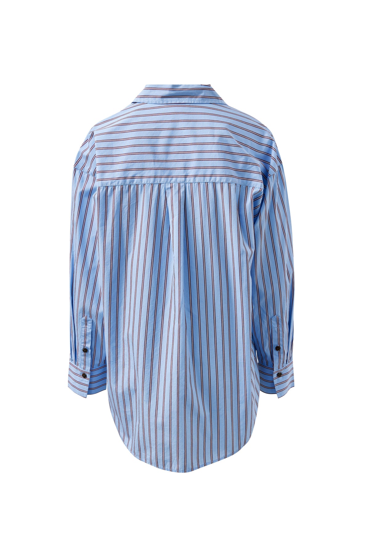 Ceres Life Peta Oversized Shirt - Sky/Blue Burgundy Stripe