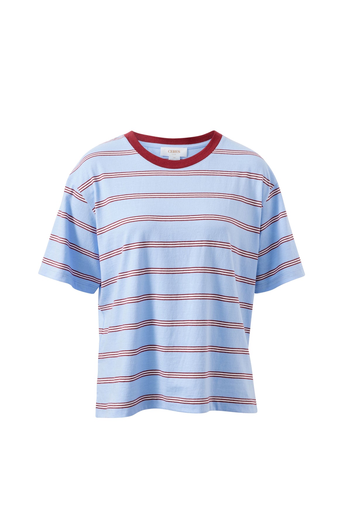 Ceres Life Stevie Slouchy Tee - China Blue/Mulburry White Stripe