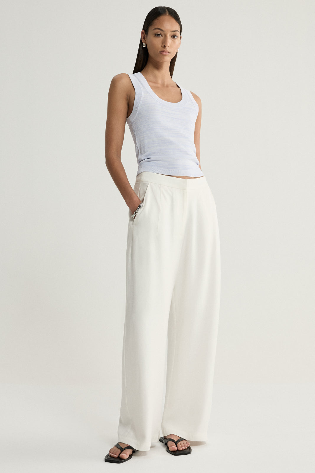 Elka Collective Celia Knit Top - Pale Blue Marle