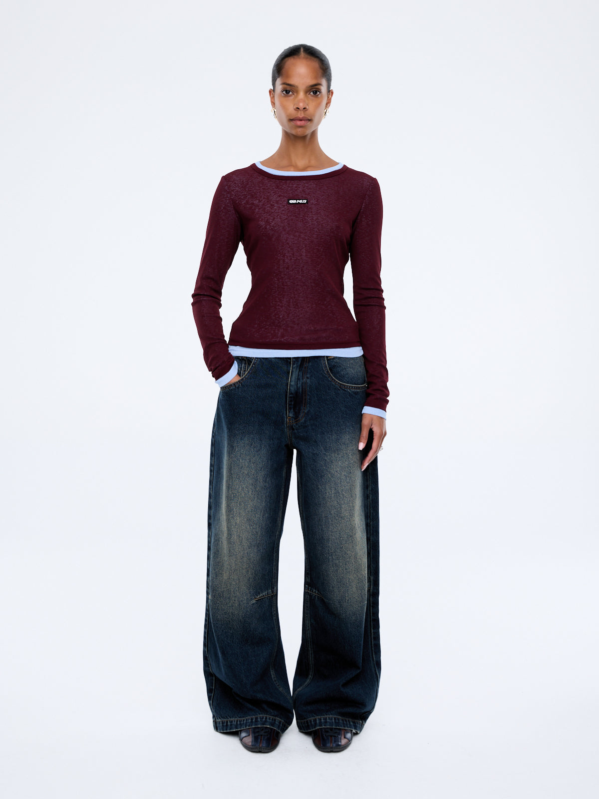 Ena Pelly Blair LS Top - Deep Cherry Red