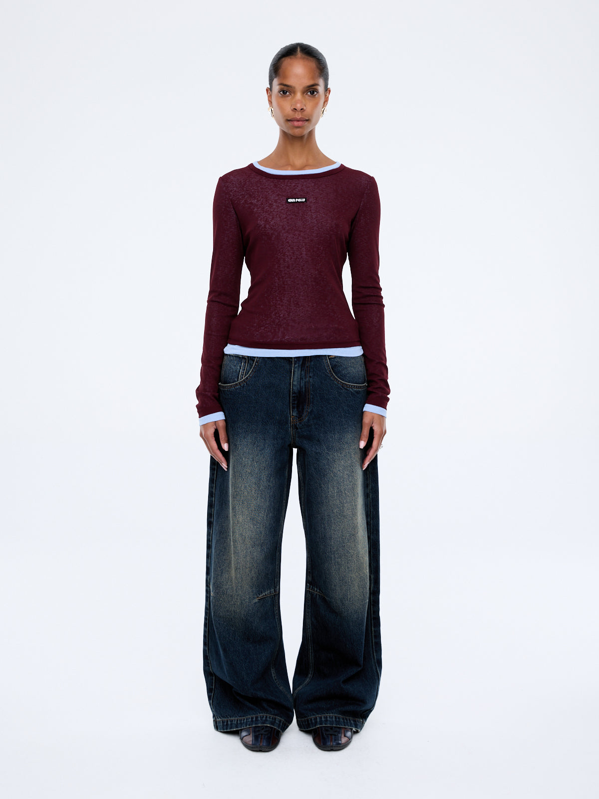 Ena Pelly Blair LS Top - Deep Cherry Red