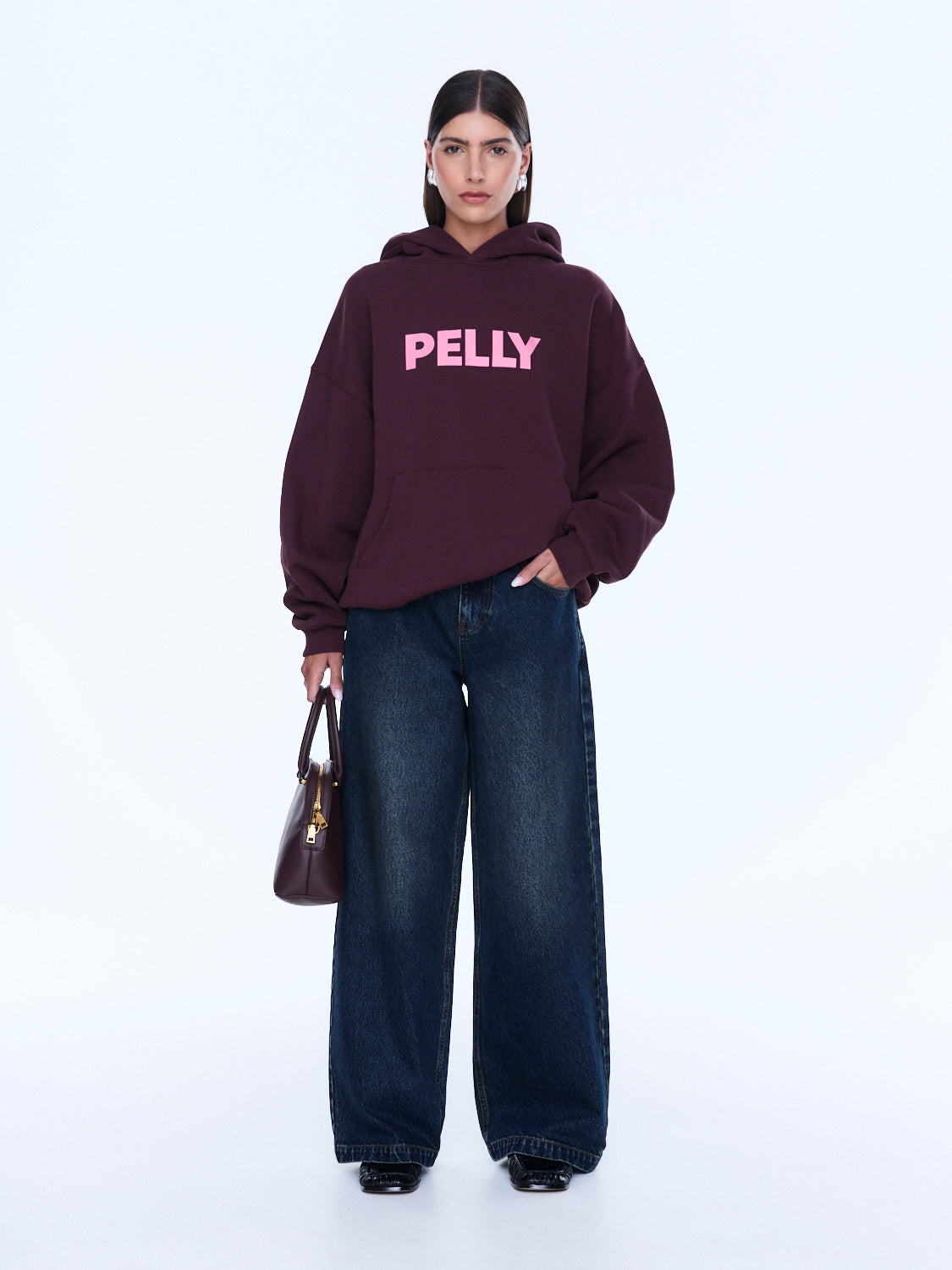 Ena Pelly Varsity Hoodie - Deep Cherry Red