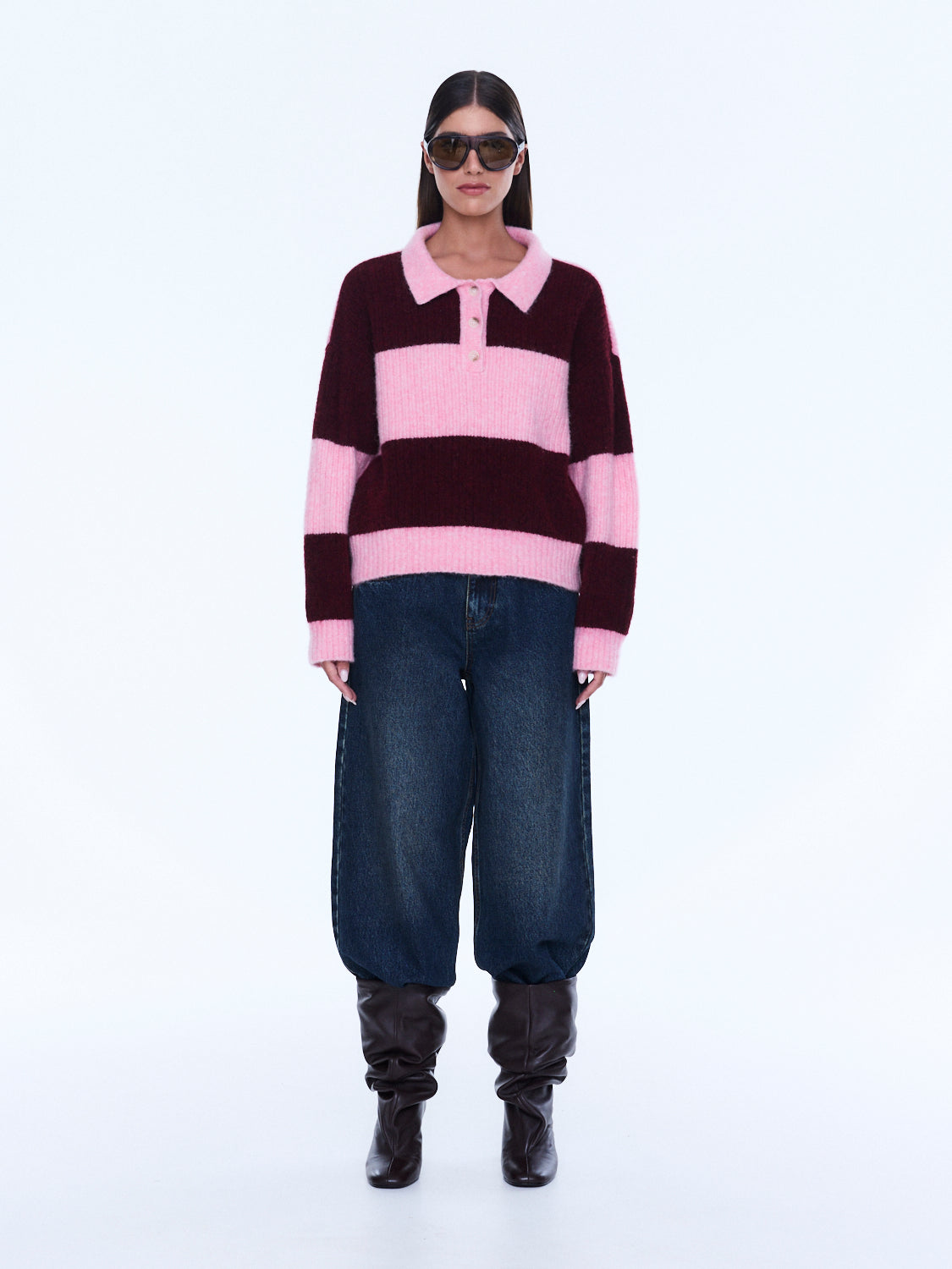Ena Pelly Mikaela Knit Sweater - Cherry Stripe