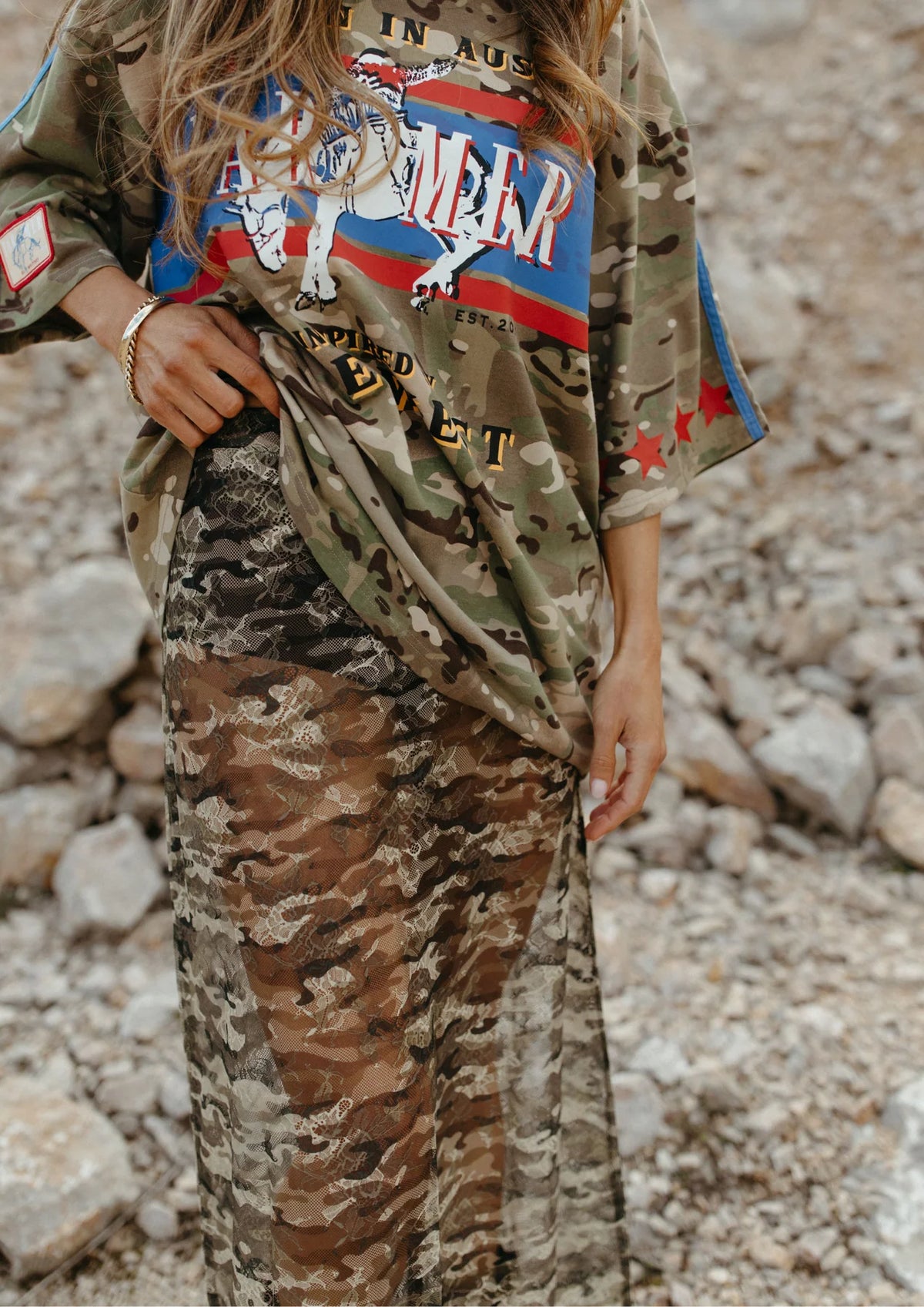 FAR MER. by Whitney Camo Lace Skirt COMING SOON