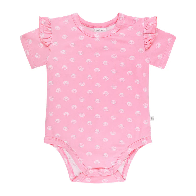 KYND Frilled Short Sleeve Bodysuit - Seashell Pink