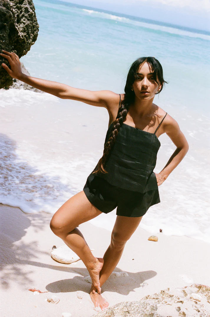Lilly Pilly Gaia Linen Short - Black
