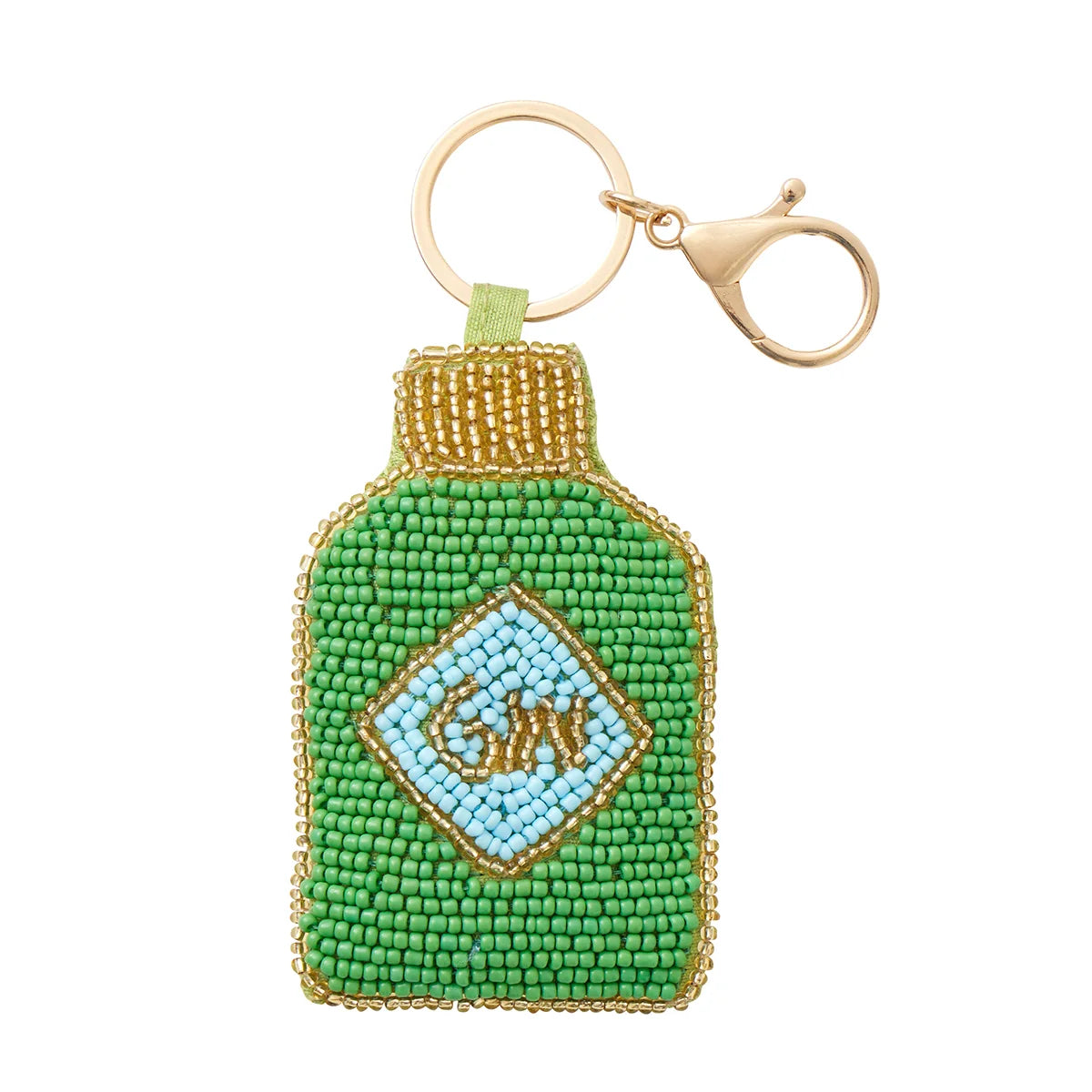 Gin Beaded Keyring Green