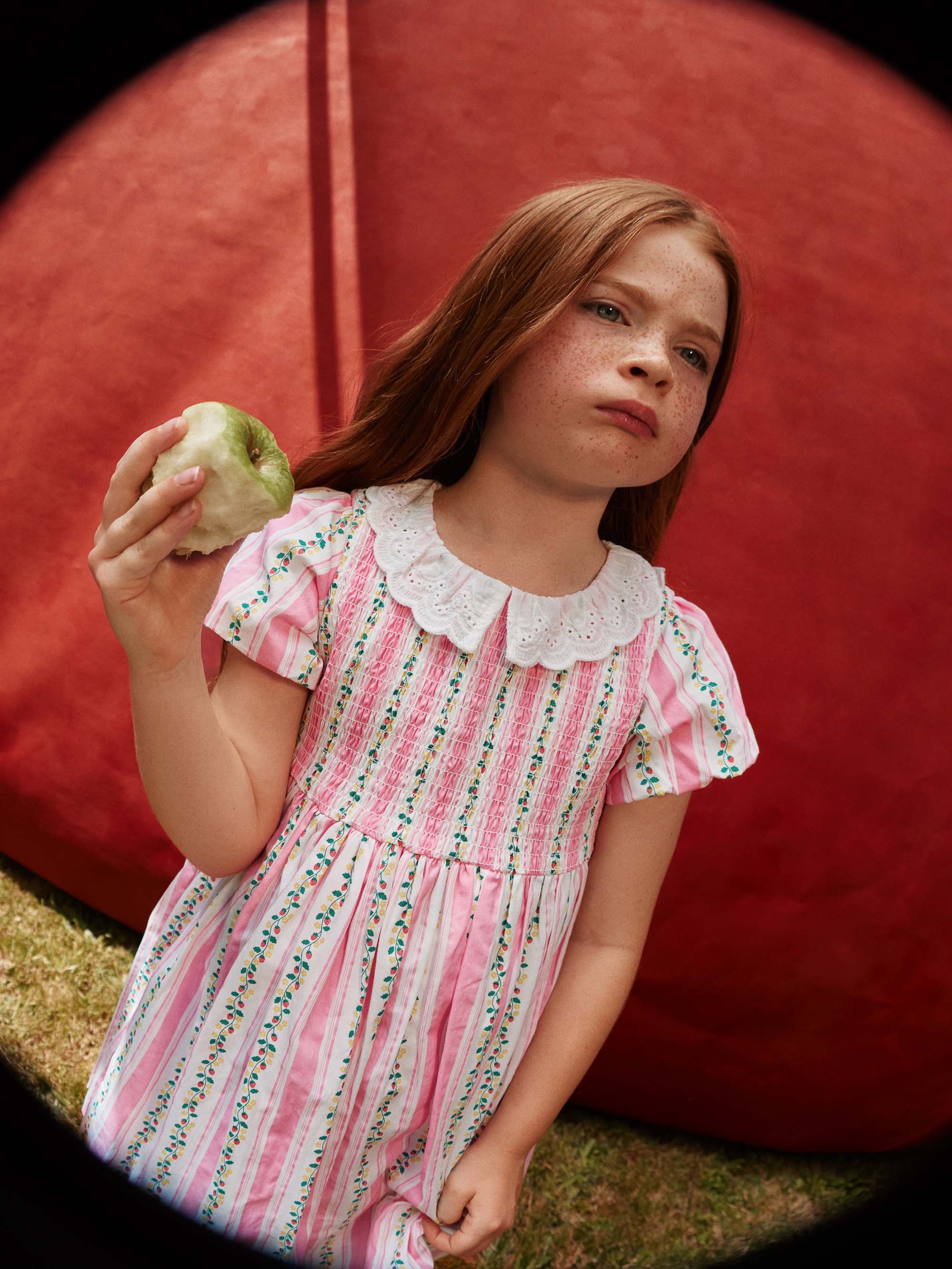 Goldie +Ace Antique Stripe Strawberry Flo Smocked Dress