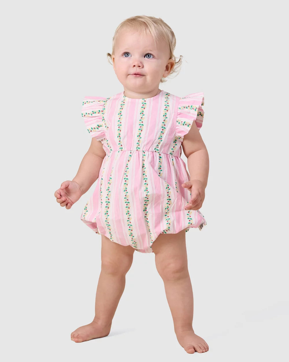 Goldie + Ace Antique Stripe Strawberry Lani Romper