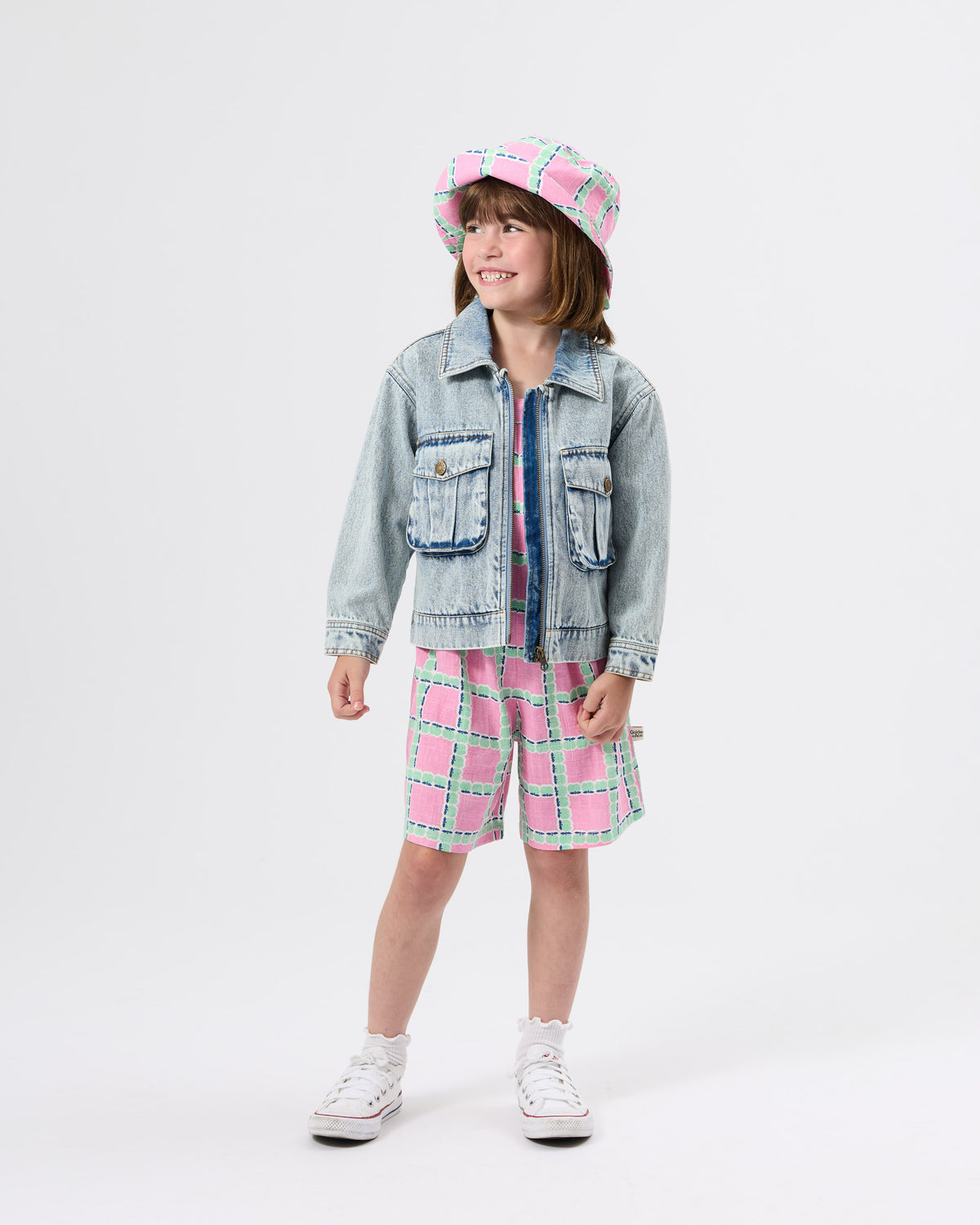 Goldie + Ace Apple Check Bucket Hat