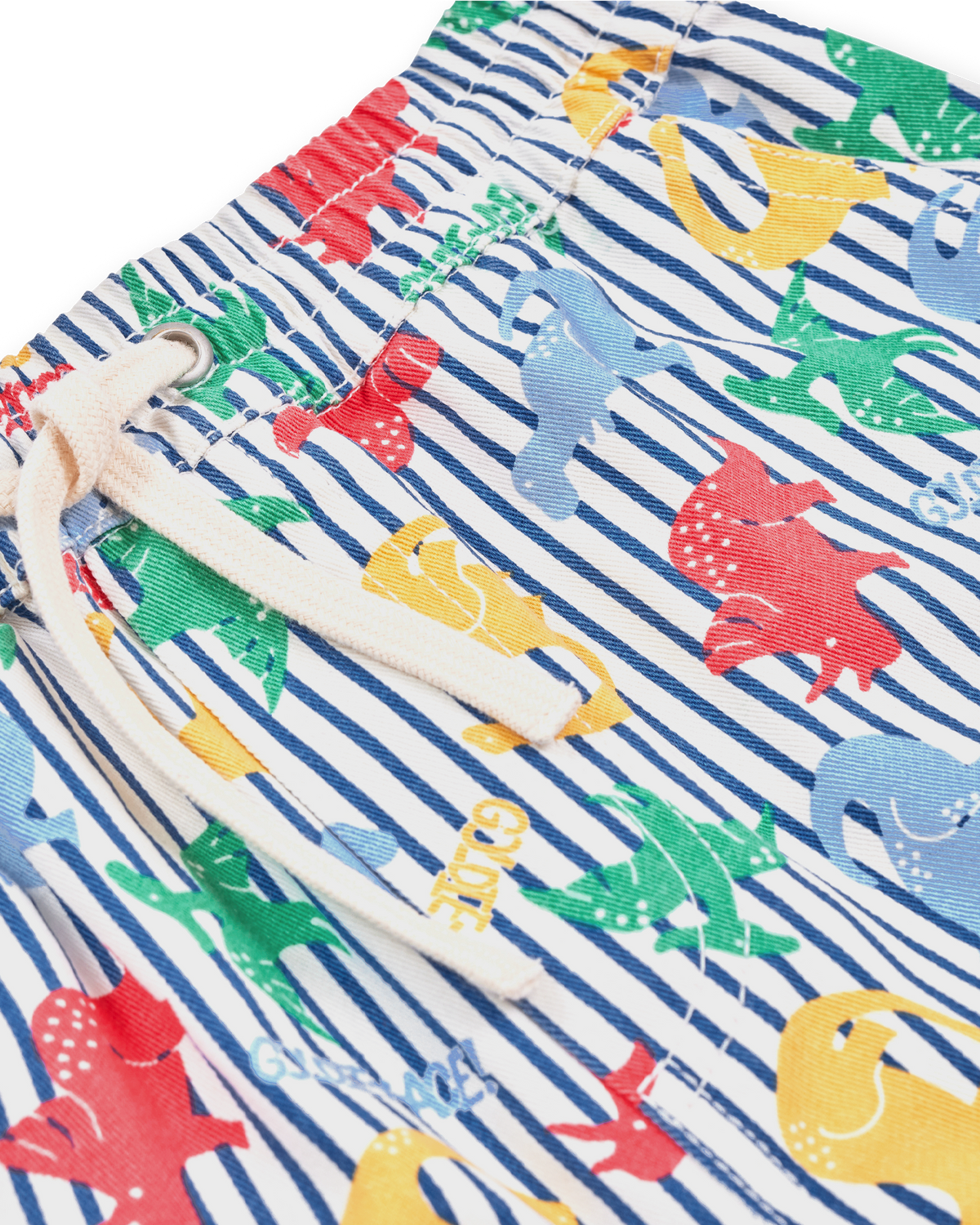 Goldie + Ace Dino Print Classic Short - Blue Stripe