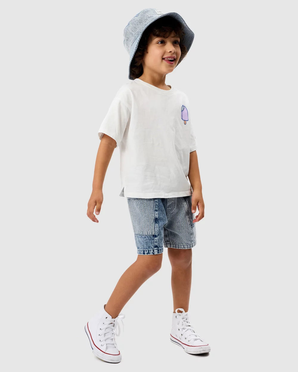 Goldie + Ace Pin Stripe Noah Pocket Shorts - Denim