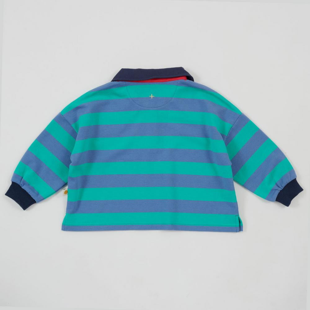 Goldie + Ace Rugby Stripe Terry Sweat Top - Blue