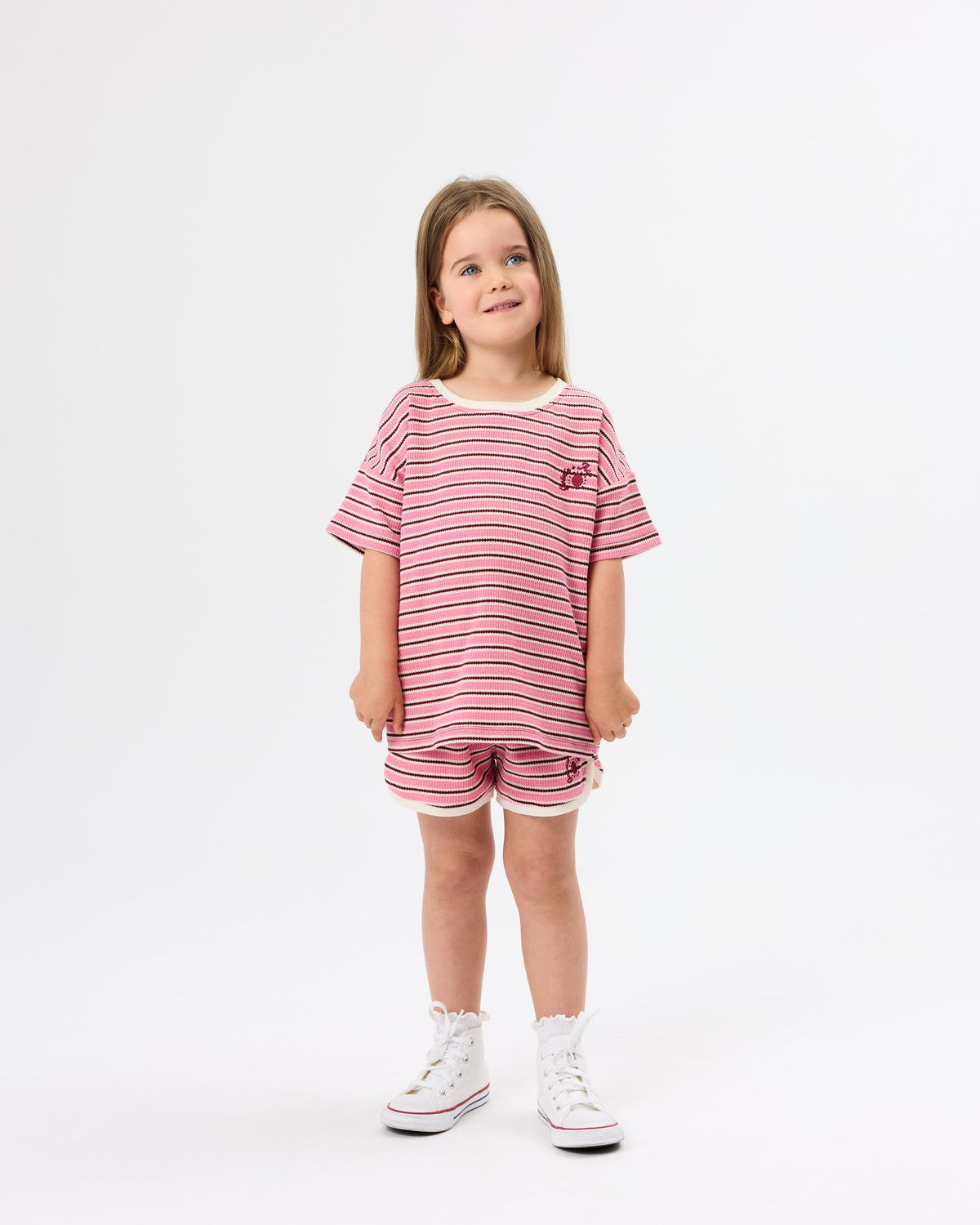 Goldie + Ace Waffle Stripe T-Shirt - Pink