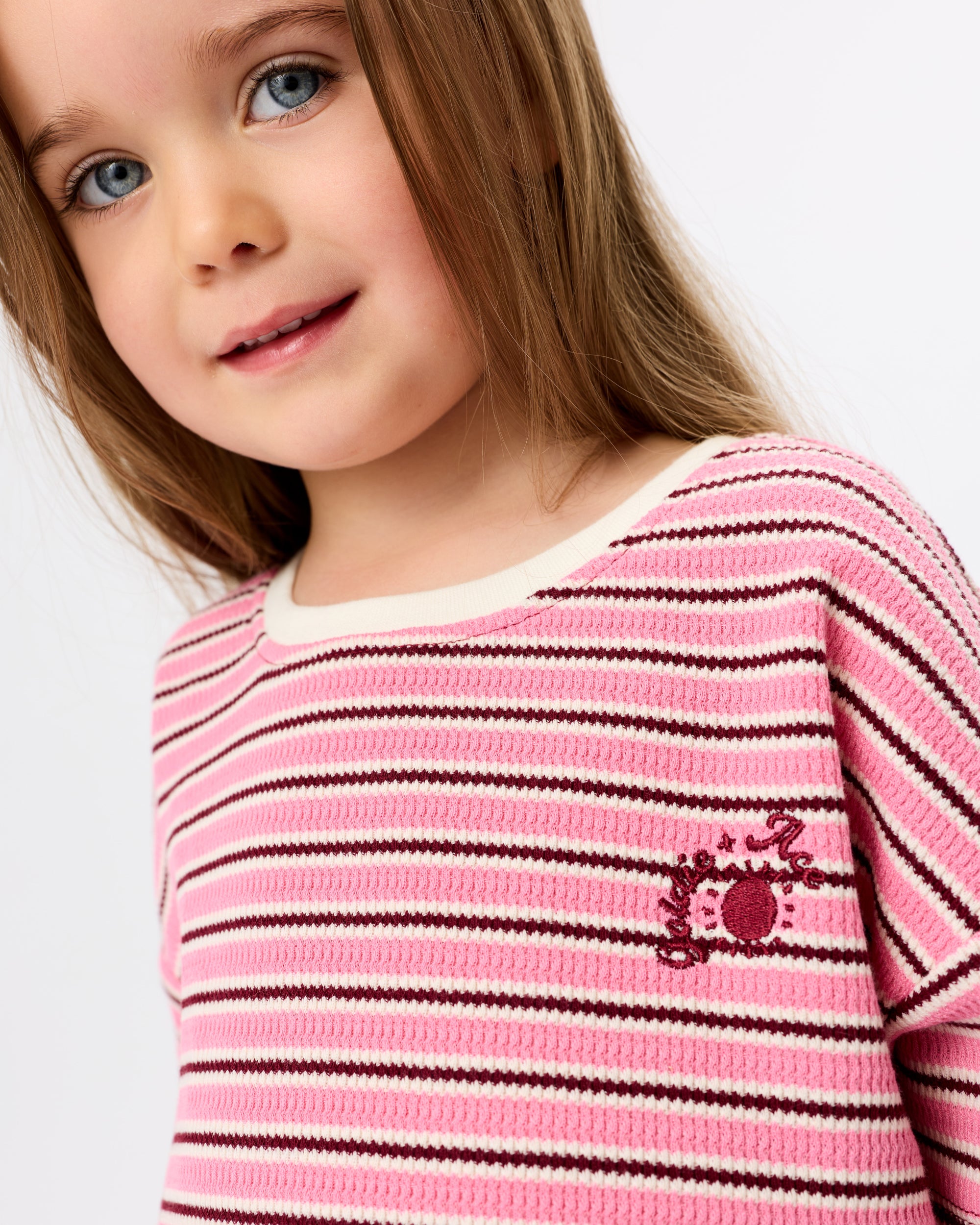 Goldie + Ace Waffle Stripe T-Shirt - Pink