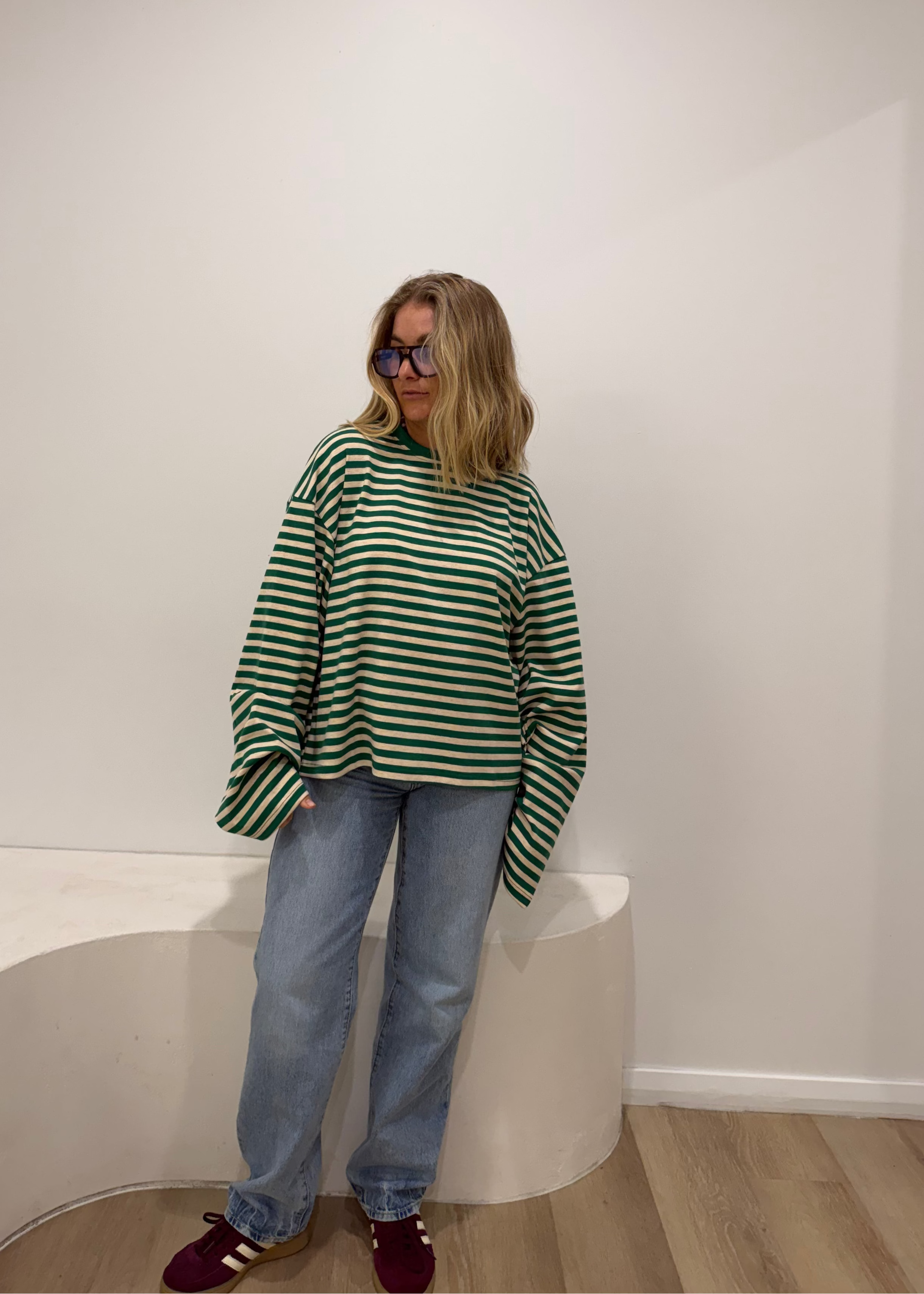 Green Stripe Long Sleeve Tee